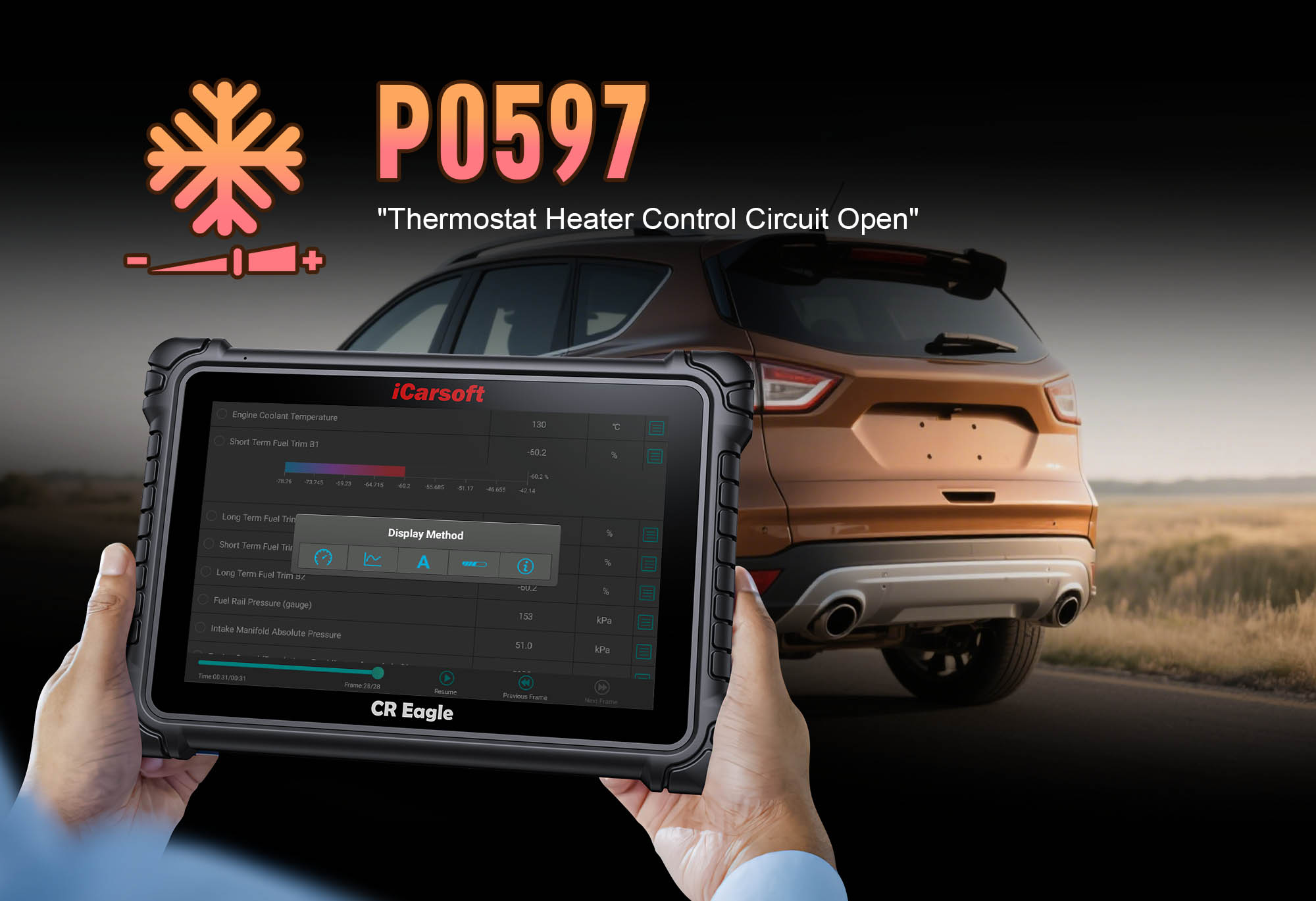 Understanding P0597: Diagnose Thermostat Heater Control Circuit High with iCarsoft CR Eagle