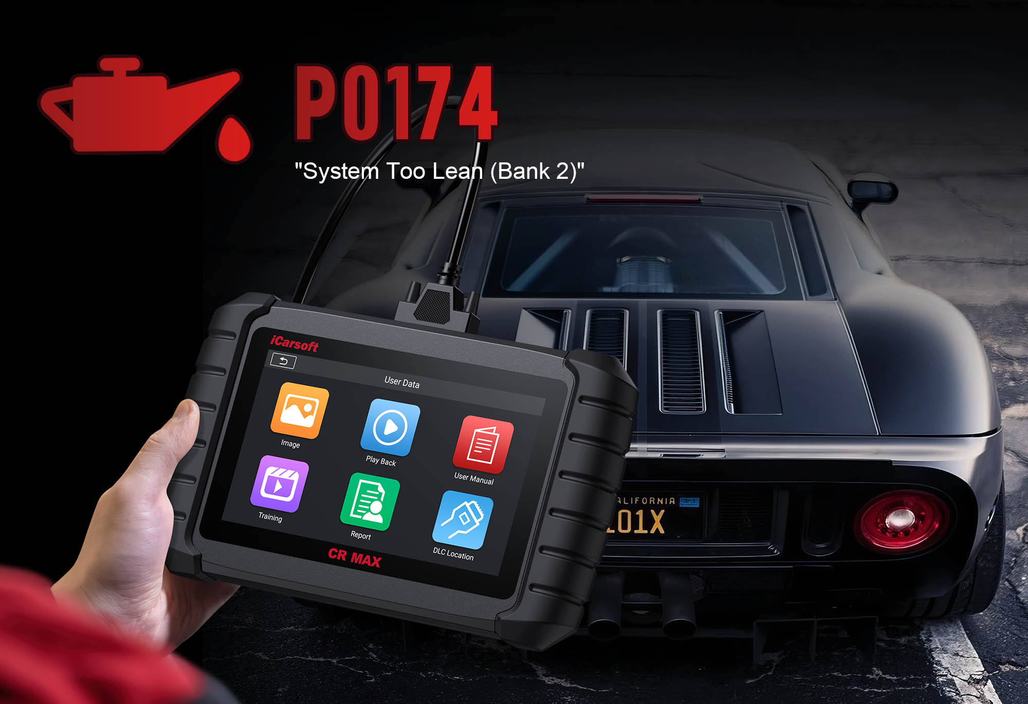 iCarsoft CR MAX Diagnosing P0174 System Too Lean (Bank 2) Fault