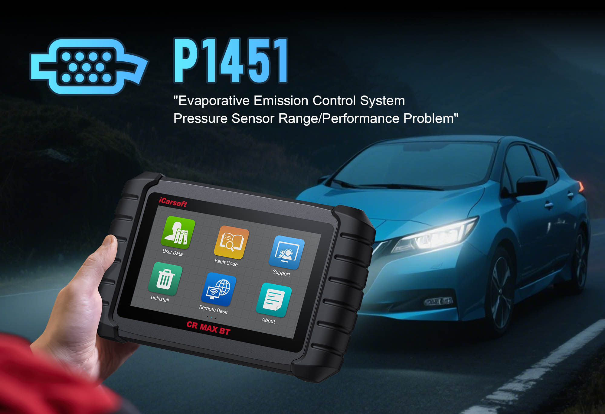 iCarsoft CR MAX BT Diagnosing P1451 EVAP Fuel Tank Pressure Fault