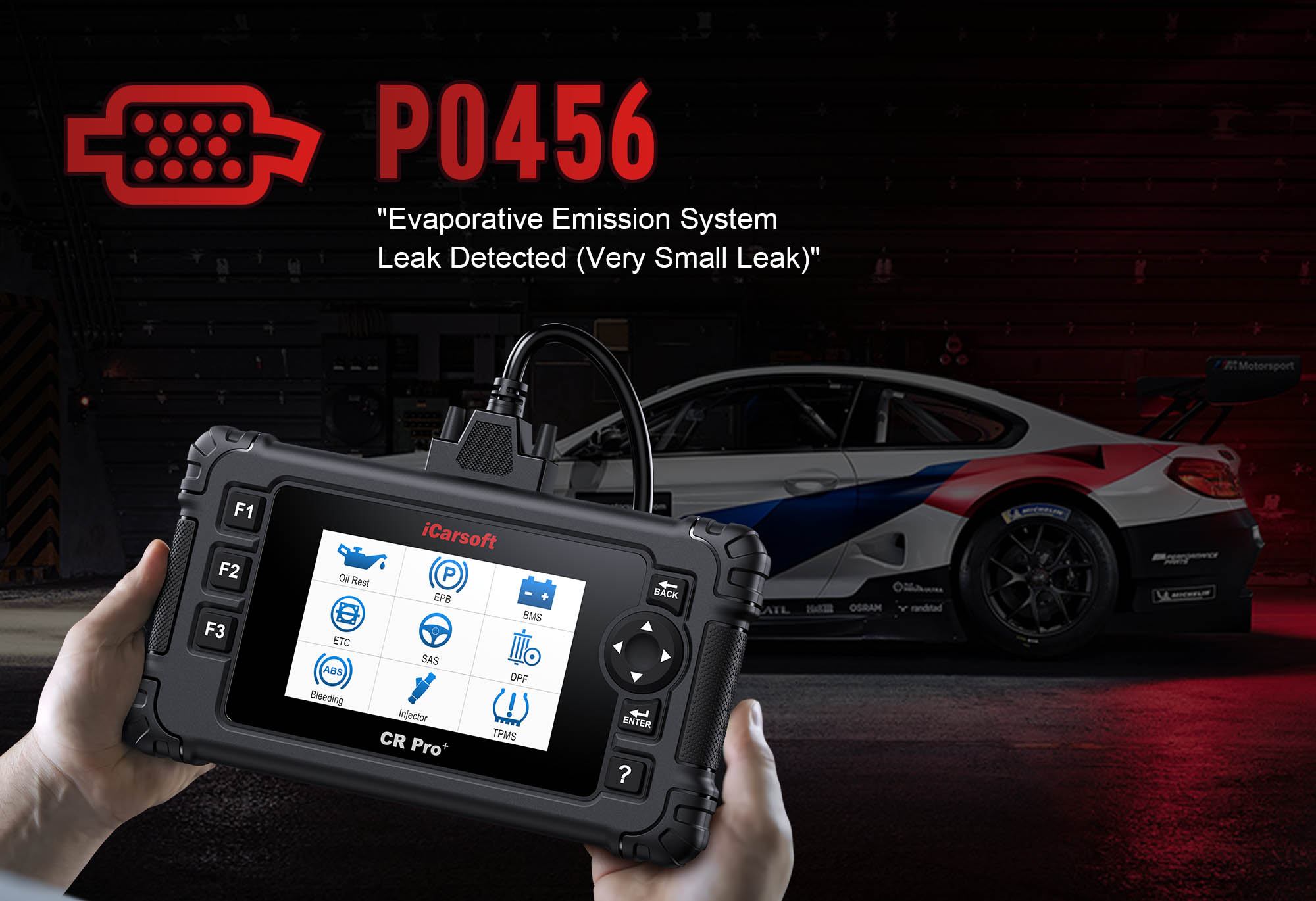 iCarsoft CR Pro+ diagnosing P0456 EVAP System Small Leak in a vehicle