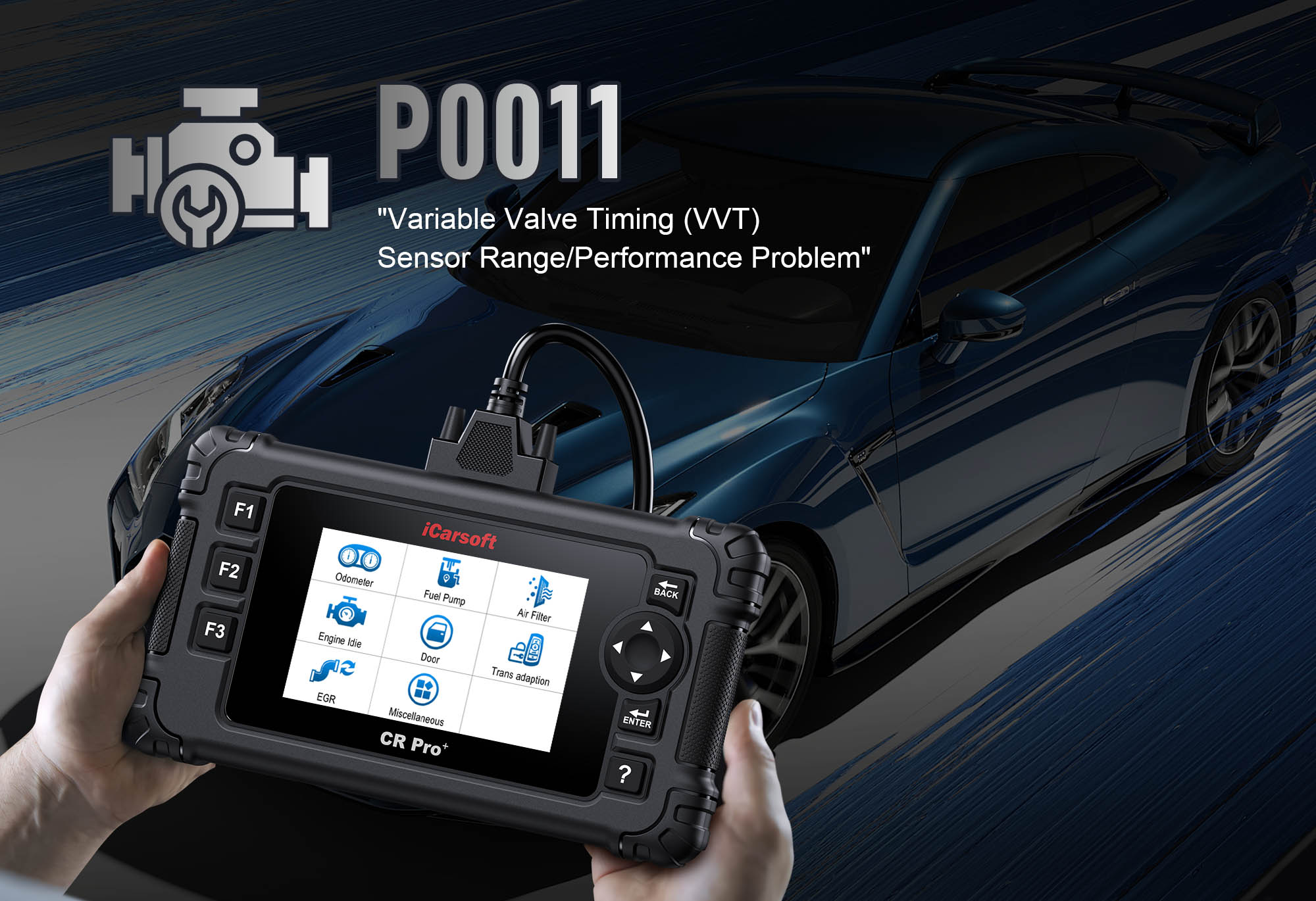 iCarsoft CR Pro+ diagnosing P0011 Intake Camshaft Timing issue in a vehicle