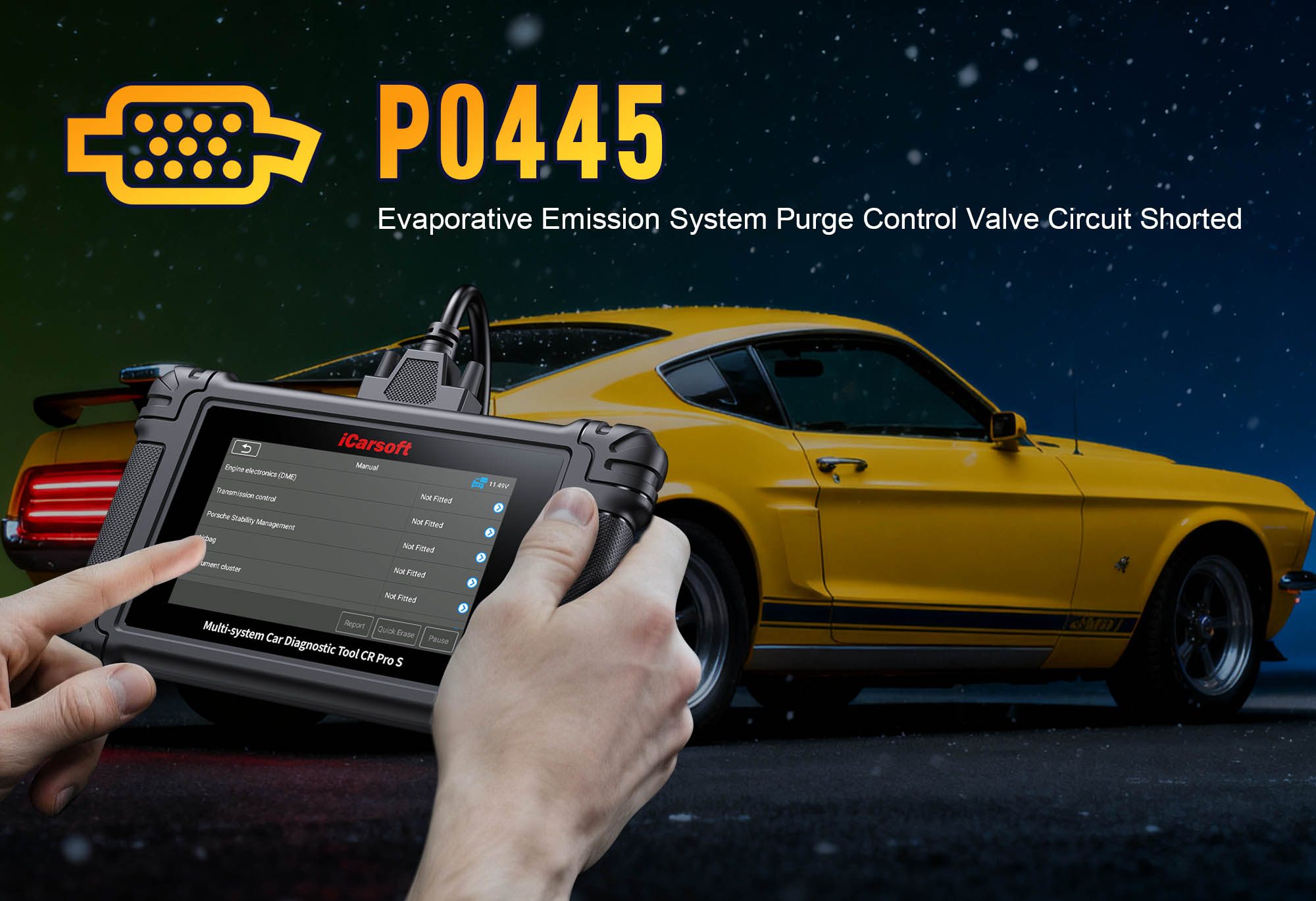 EVAP Purge Control Valve and related components (charcoal canister, wiring) for P0445 code diagnosis