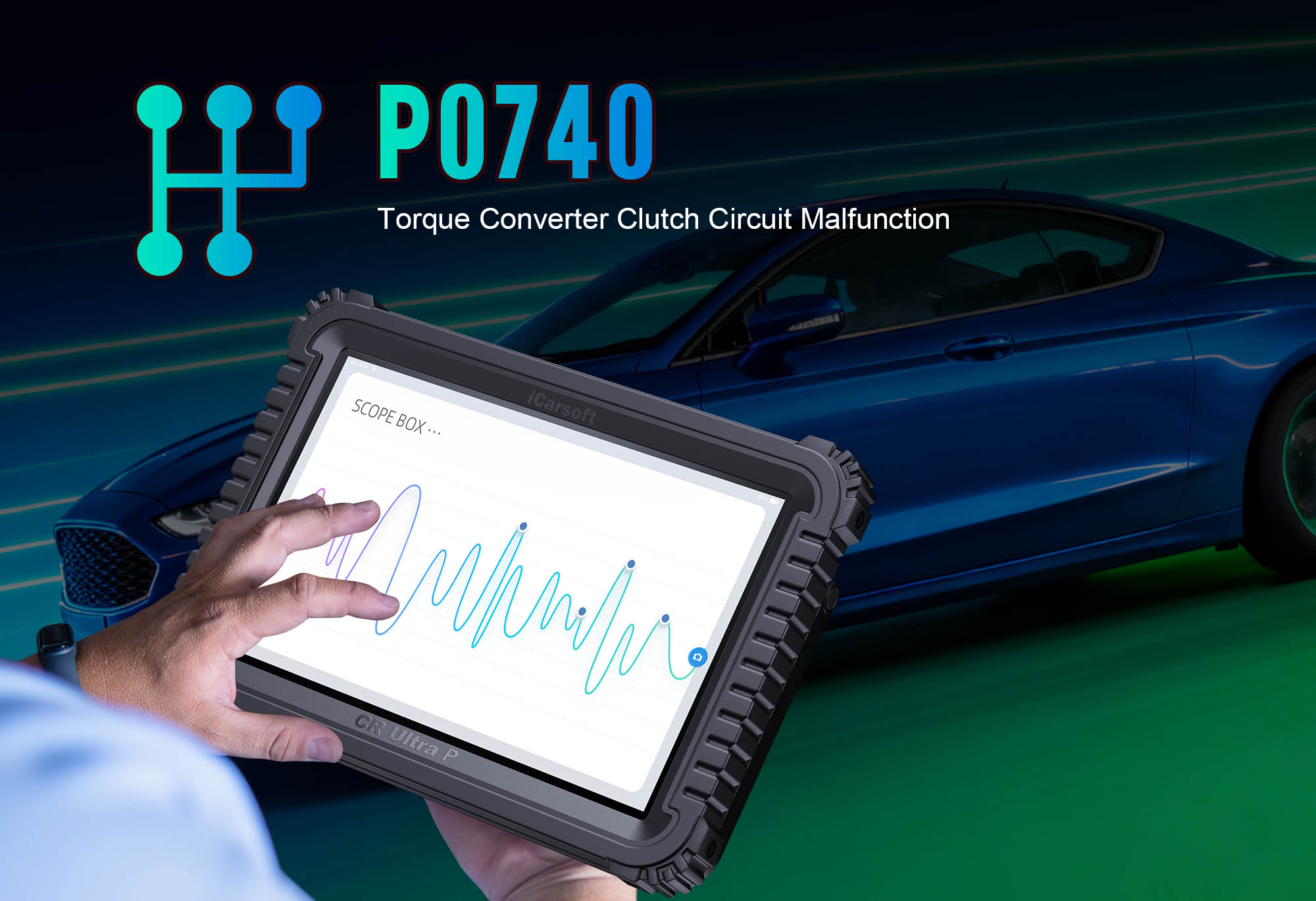 Torque Converter Clutch showing P0740 Circuit Malfunction with iCarsoft CR Ultra P diagnostic
