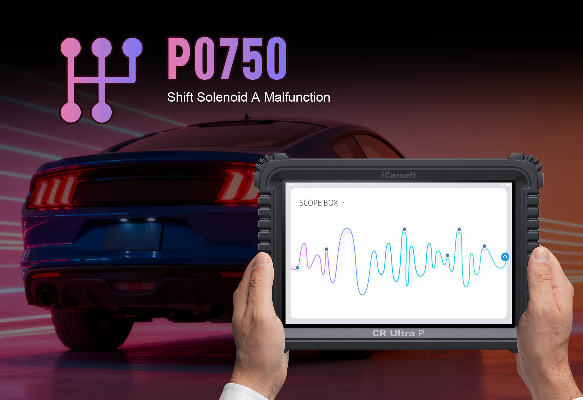 Shift Solenoid A showing P0750 Malfunction with iCarsoft CR Ultra P diagnostic