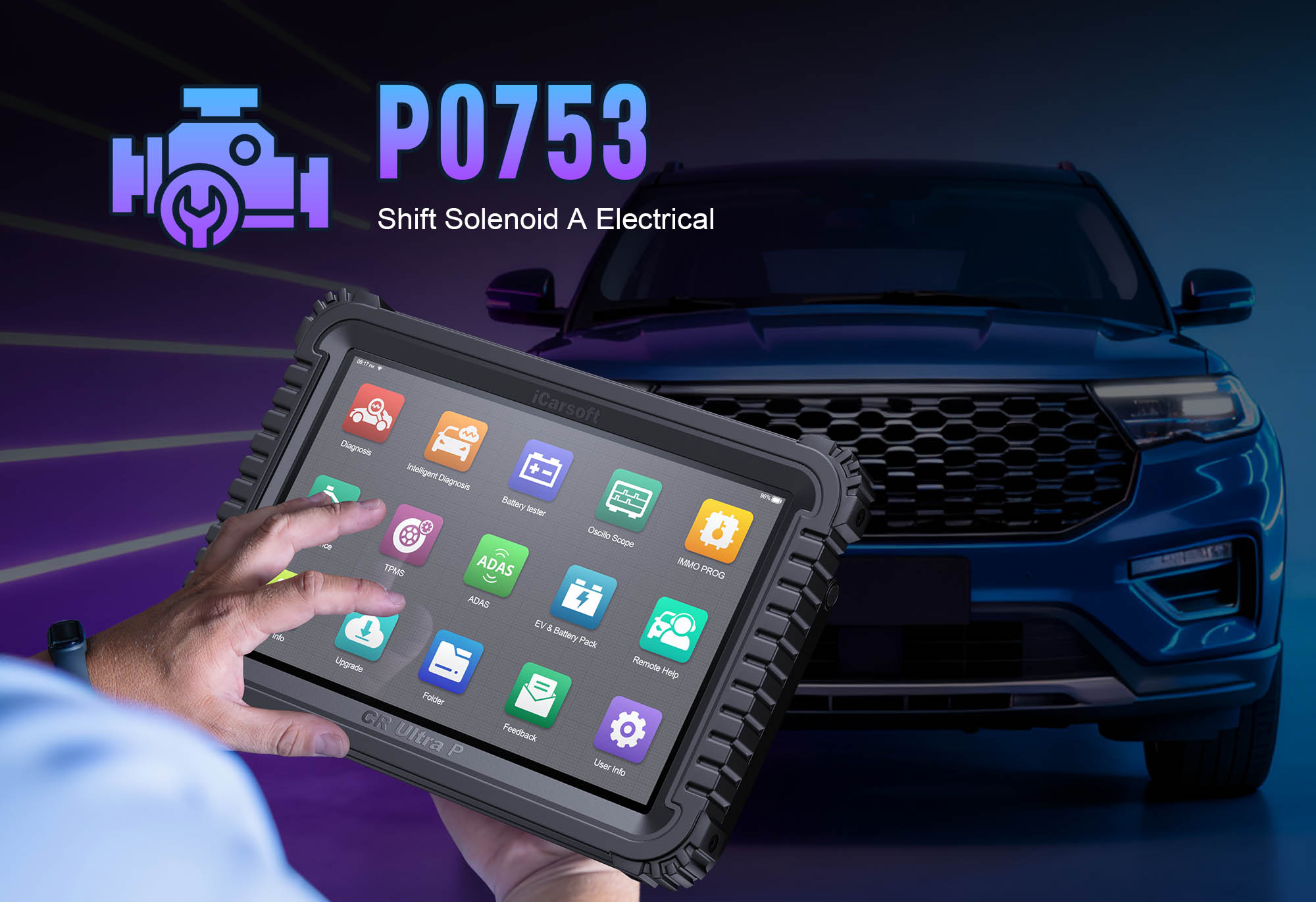 Shift Solenoid A showing P0753 Electrical Malfunction with iCarsoft CR Ultra P diagnostic