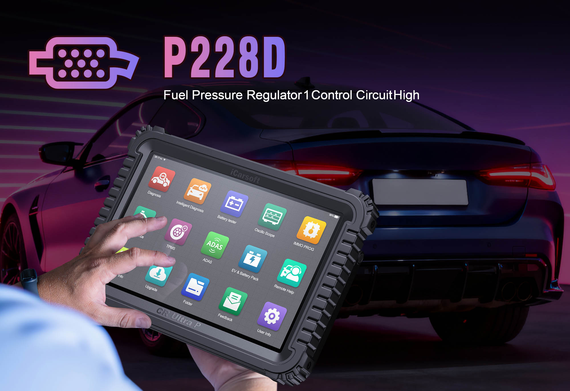 Fuel Pressure Regulator showing P228D Performance with iCarsoft CR Ultra P diagnostic