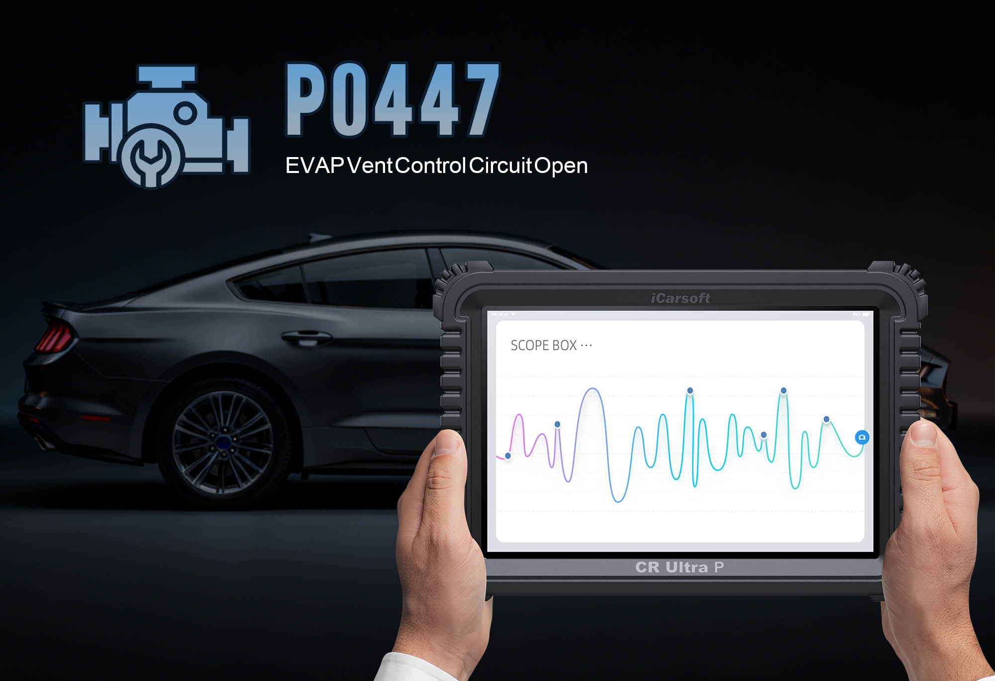 EVAP Vent Control Solenoid showing P0447 Circuit Open with iCarsoft CR Ultra P diagnostic