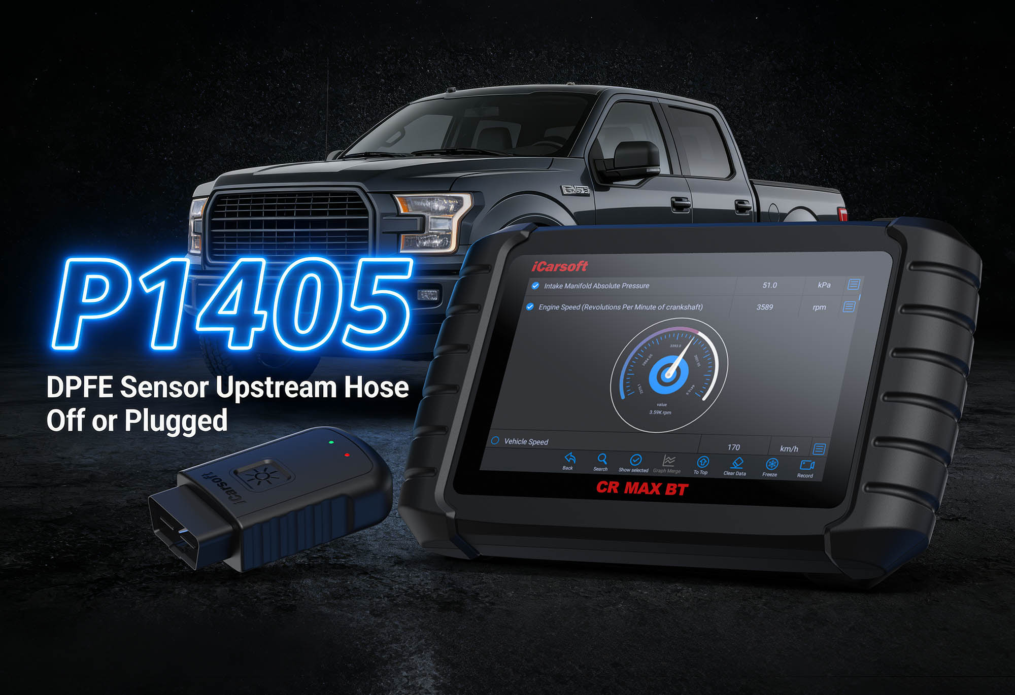 iCarsoft CR MAX BT diagnosing P1405 EGR System Fault