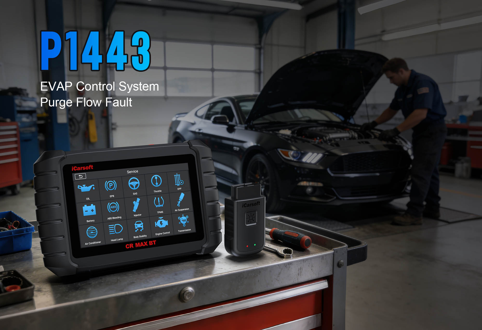 iCarsoft CR MAX BT diagnosing P1443 EGR Valve Control Circuit Low Voltage