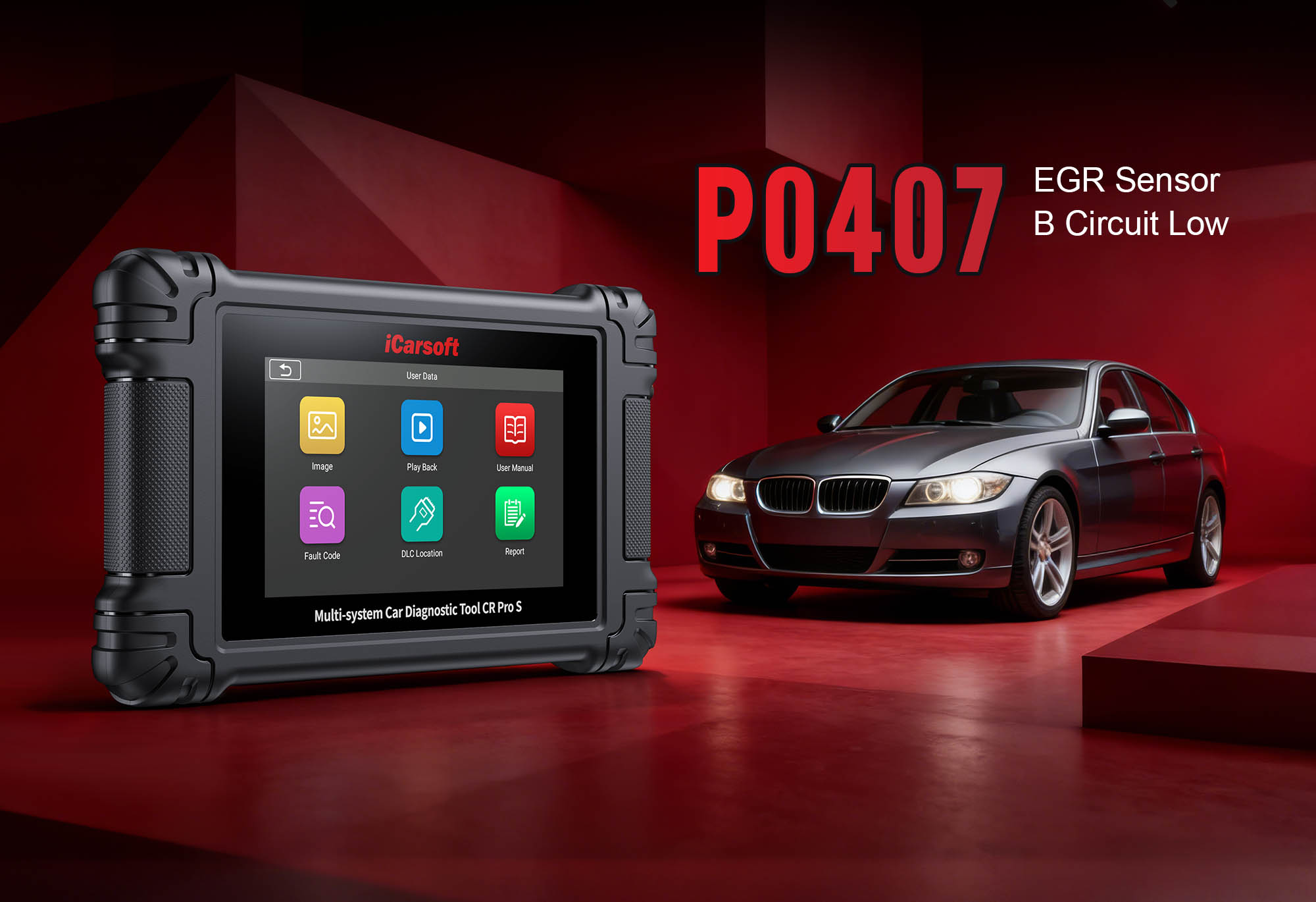 iCarsoft CR Pro S diagnosing P0407 EGR Position Sensor Circuit Low Input