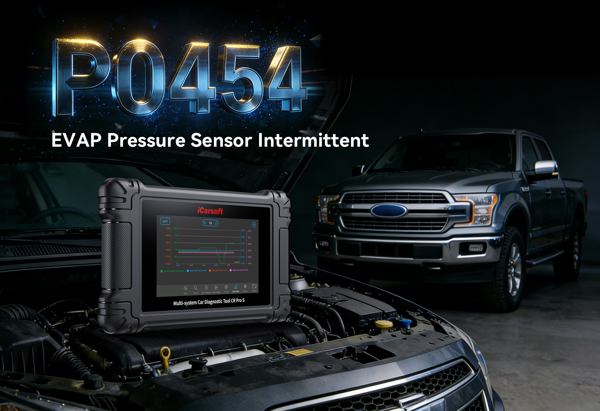 iCarsoft CR Pro S diagnosing P0454 Evaporative Emission System Pressure Sensor Intermittent/Erratic