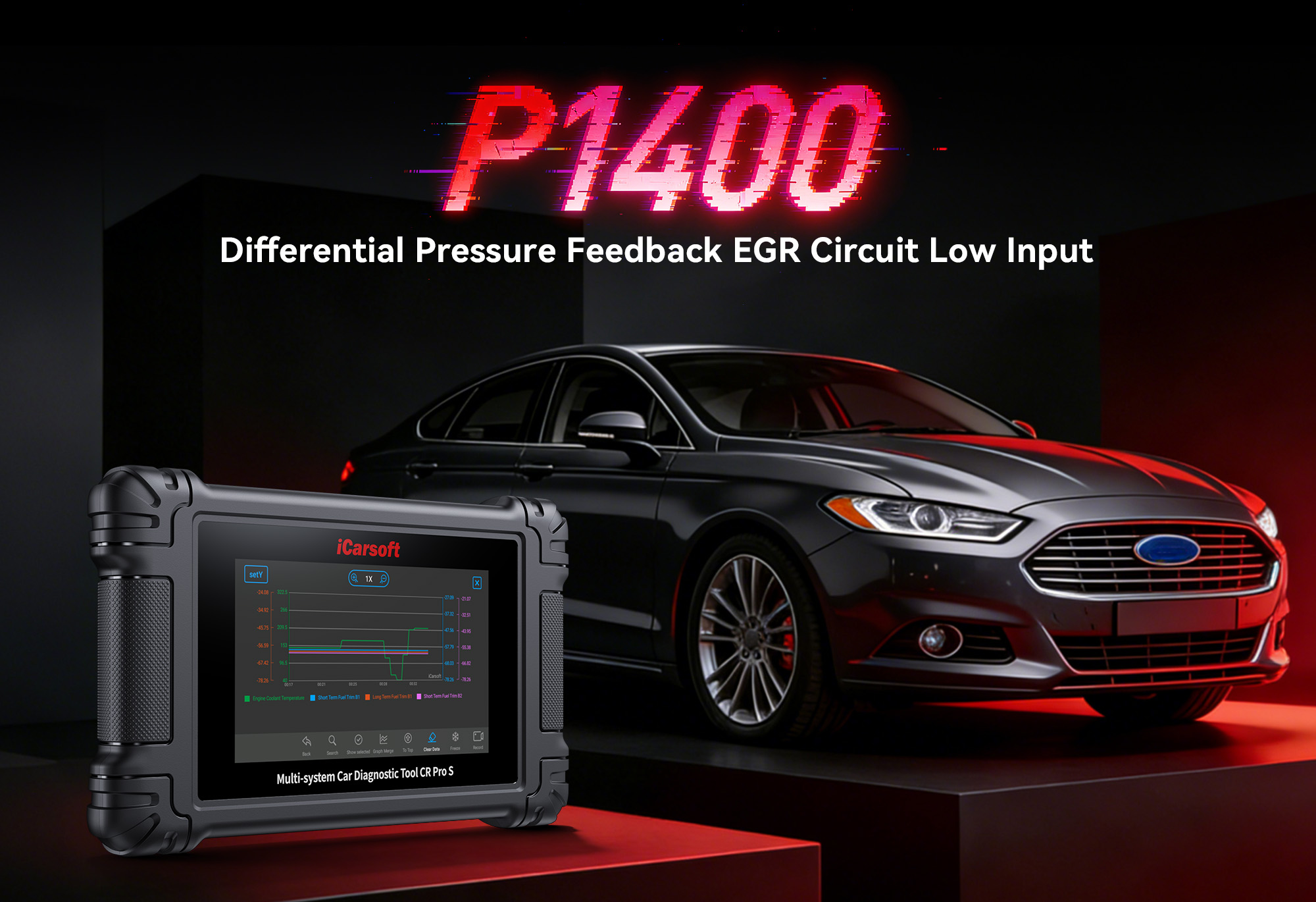 iCarsoft CR Pro S diagnosing P1400 Exhaust Gas Recirculation (EGR) Flow Sensor Circuit Malfunction