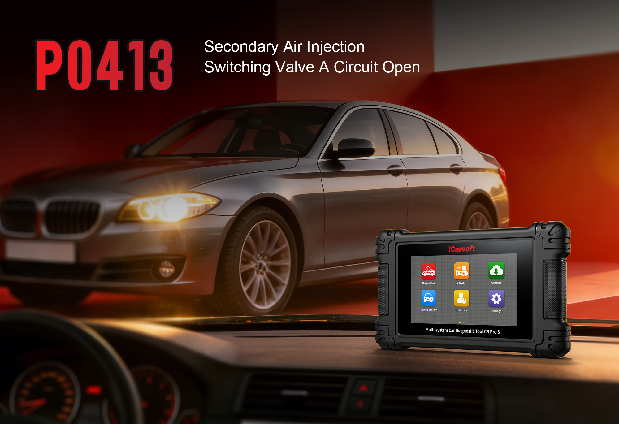 iCarsoft CR Pro S diagnosing P0413 Secondary Air Injection System Relay A Control Circuit Malfunction