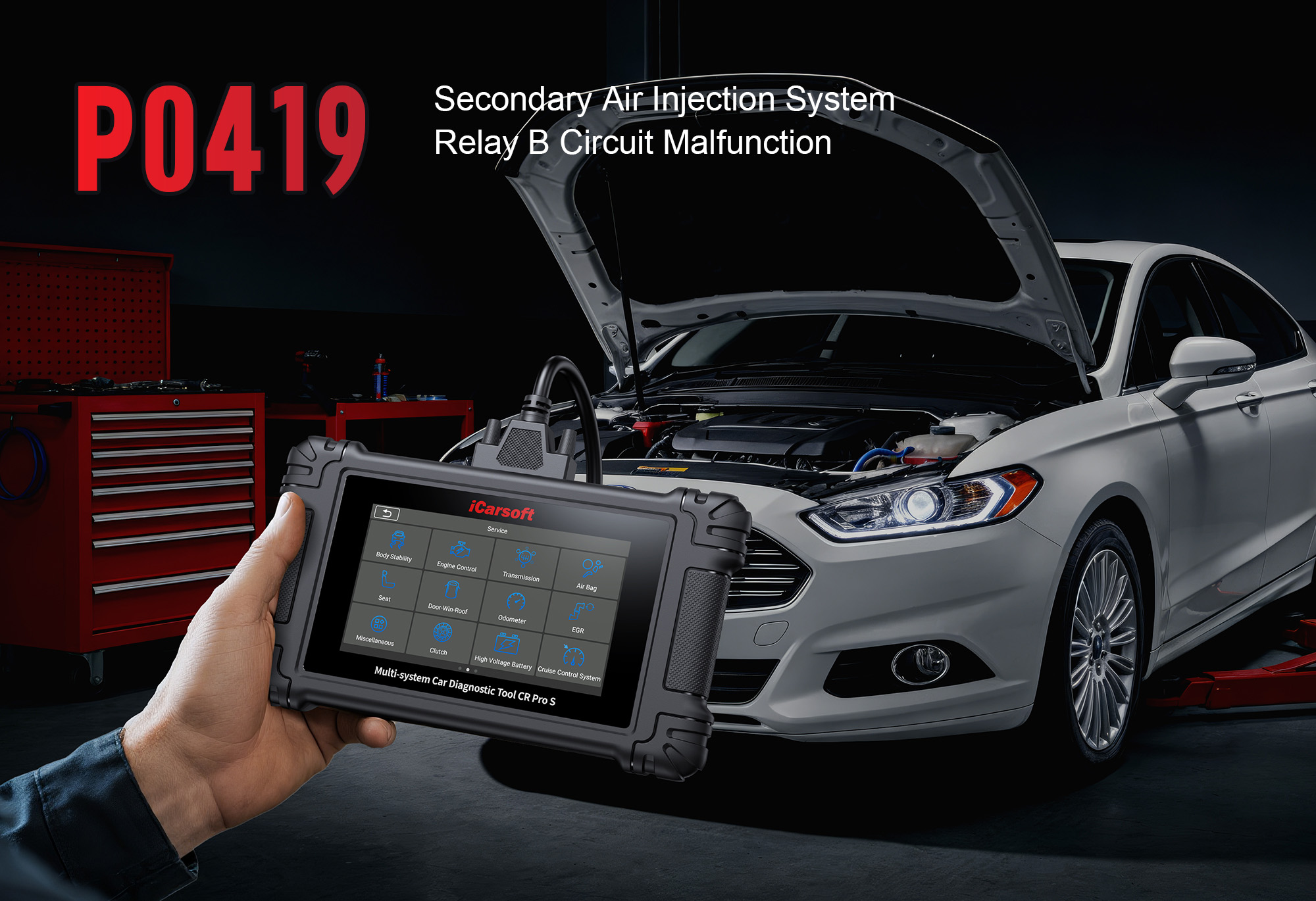 iCarsoft CR Pro S diagnosing P0419 Secondary Air Injection Relay Control Circuit Intermittent/Erratic