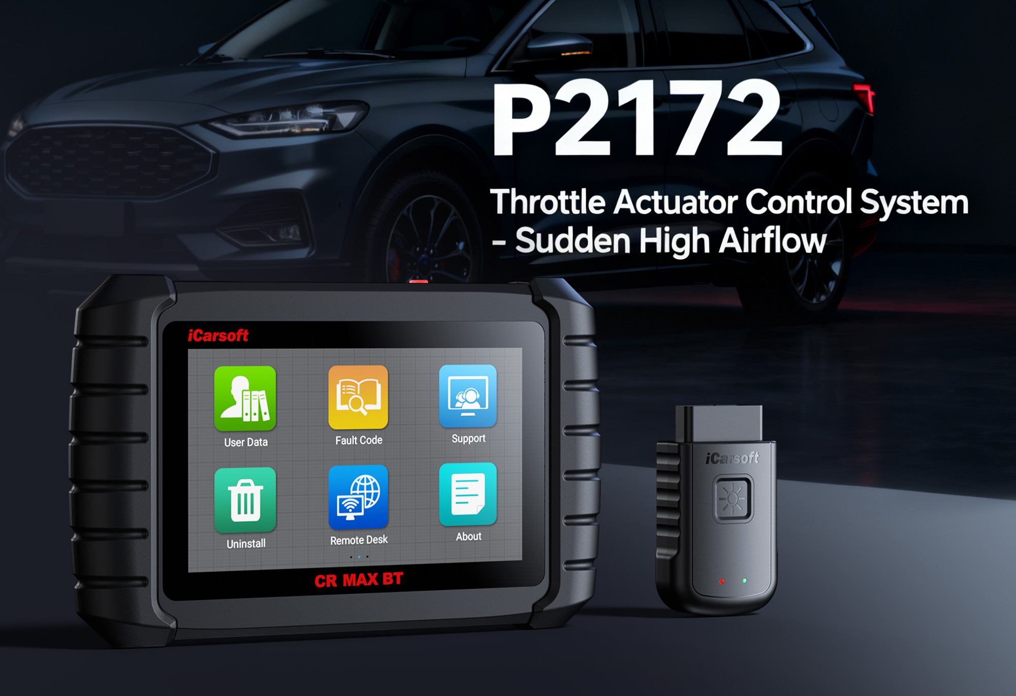 iCarsoft CR MAX BT Diagnostic Tool for P2172 Air-Fuel Ratio Imbalance