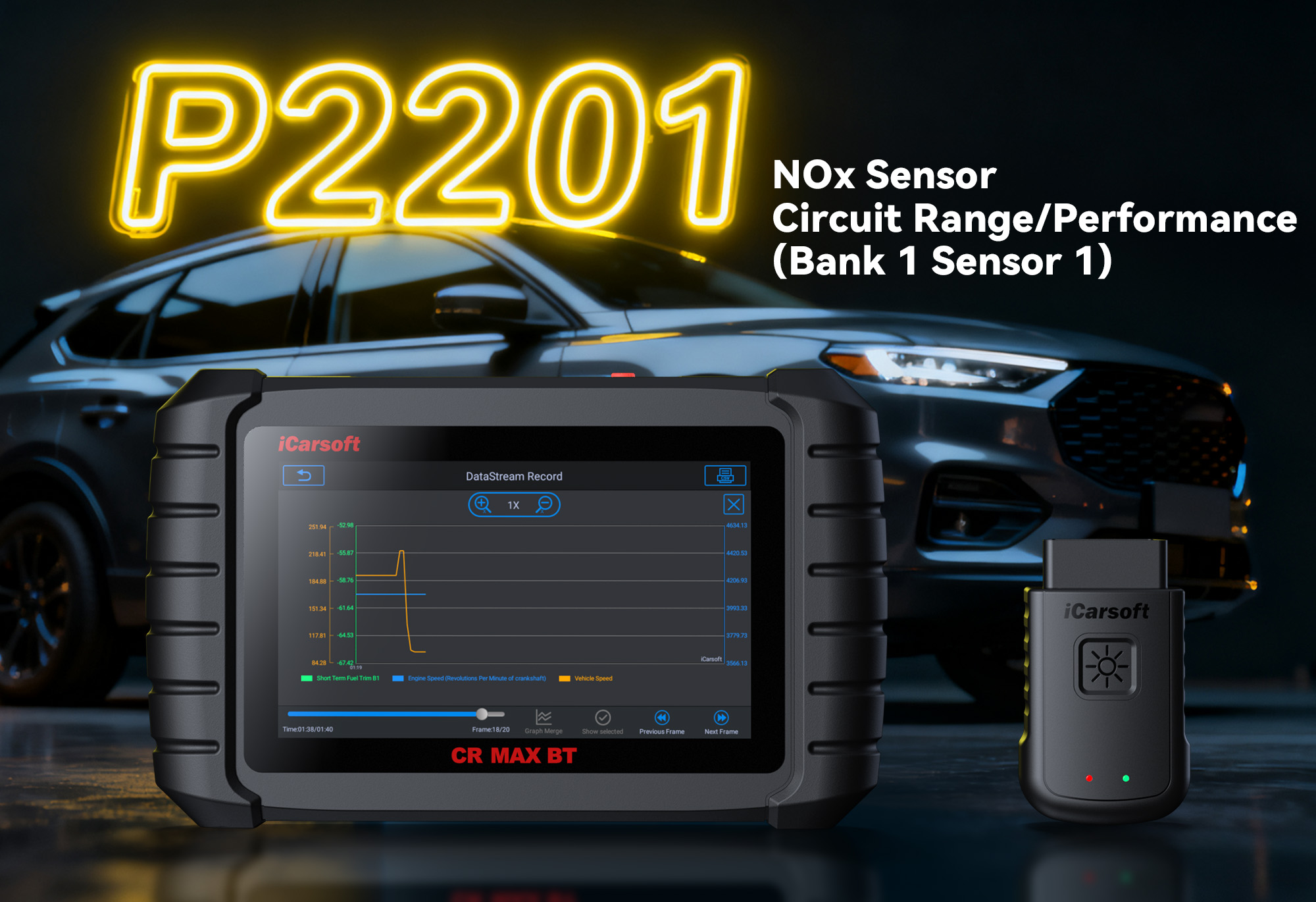 iCarsoft CR MAX BT Diagnostic Tool for P2201 NOx Sensor Circuit Issue