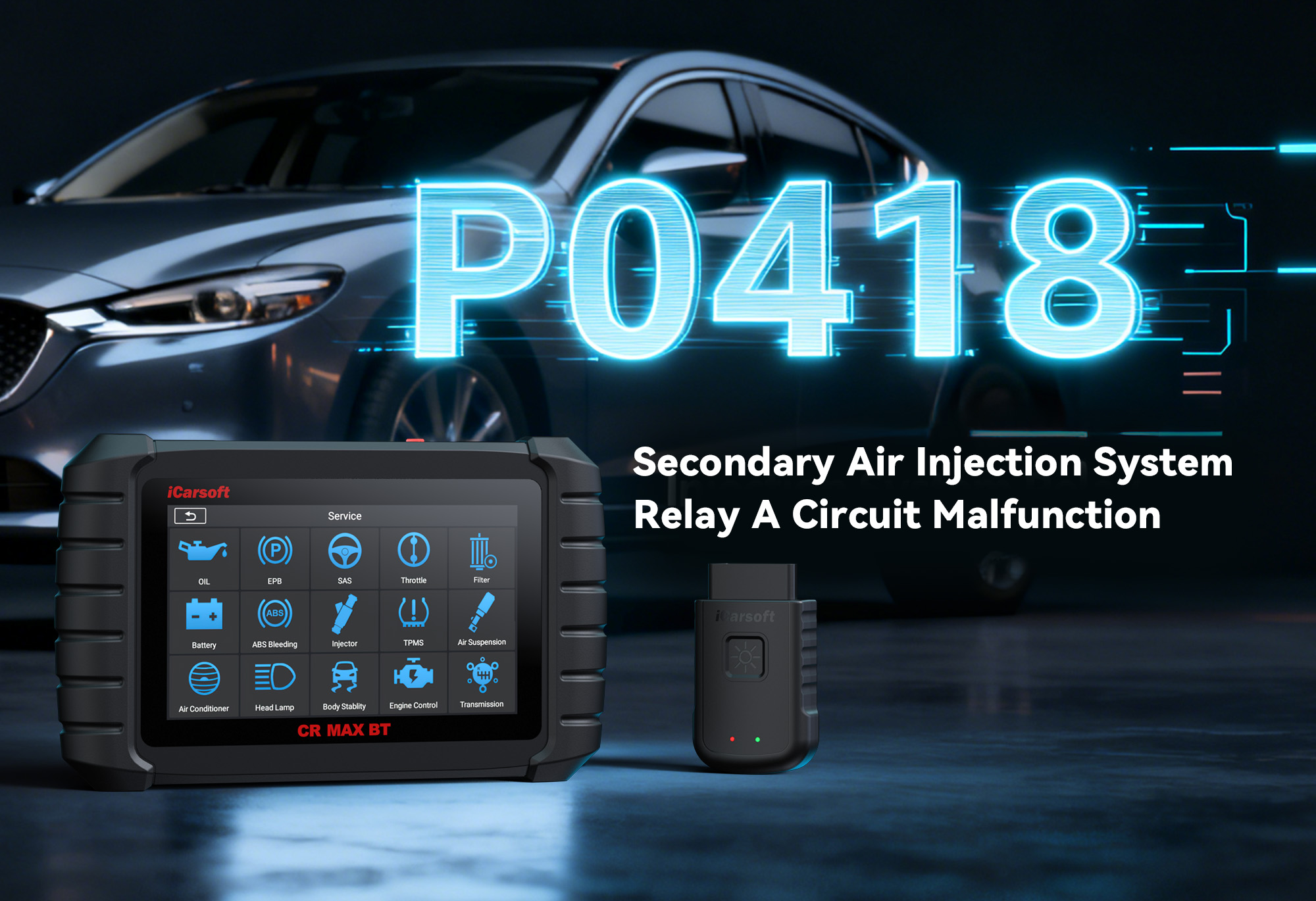 iCarsoft CR MAX BT Diagnostic Tool for P0418 Secondary Air Pump Relay Circuit Fault