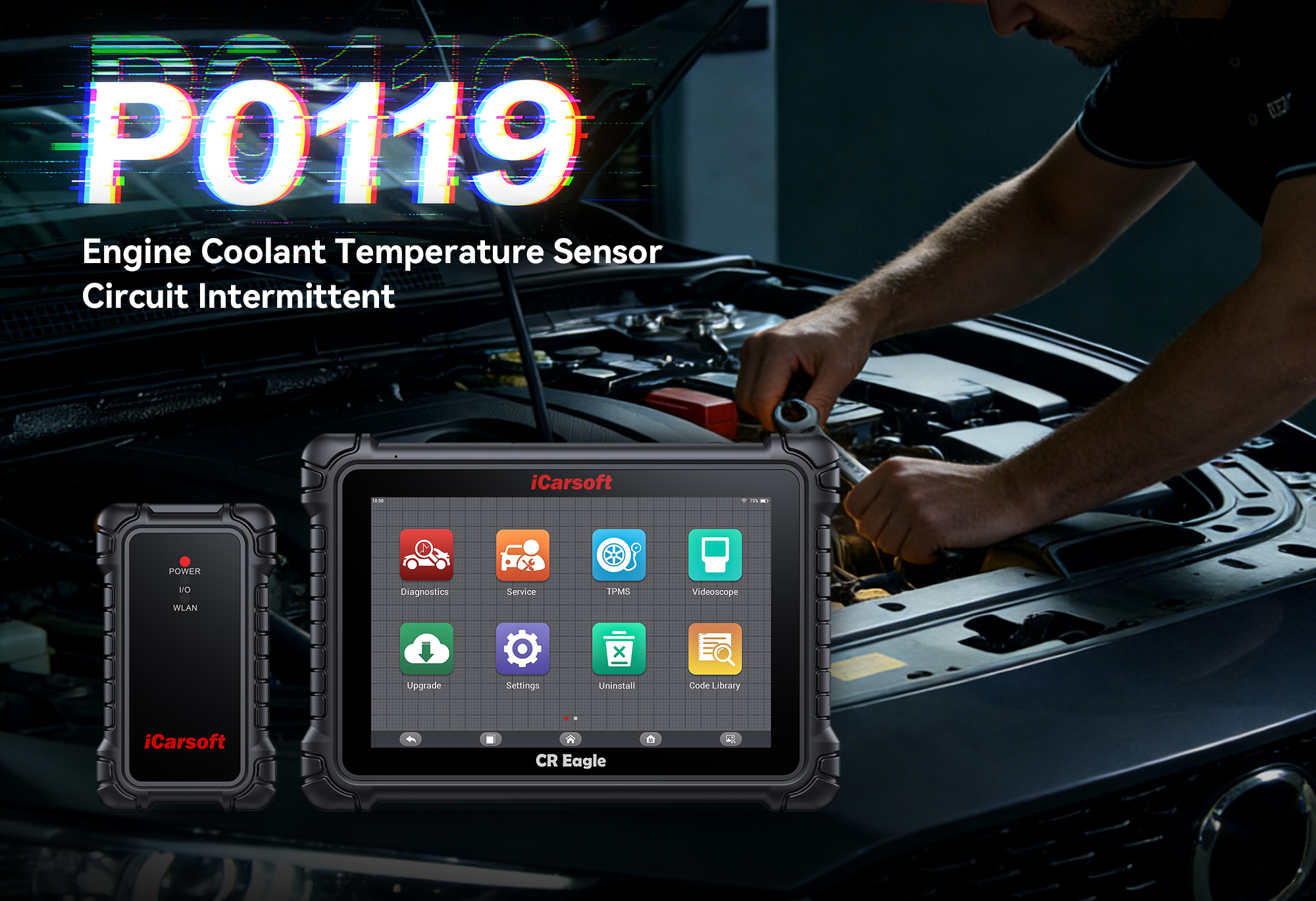 iCarsoft CR Eagle Testing ECT Sensor for P0119 Code