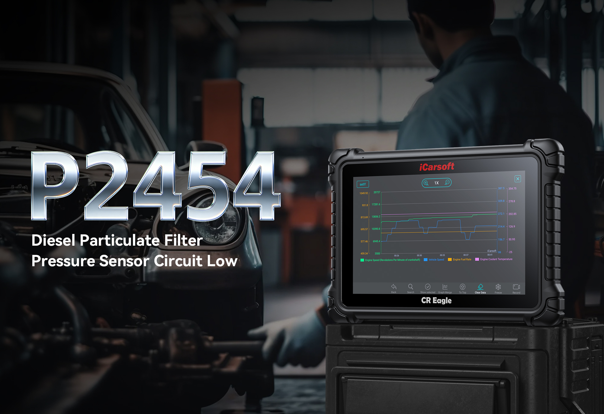 iCarsoft CR Eagle Testing DPF Pressure Sensor for P2454 Code