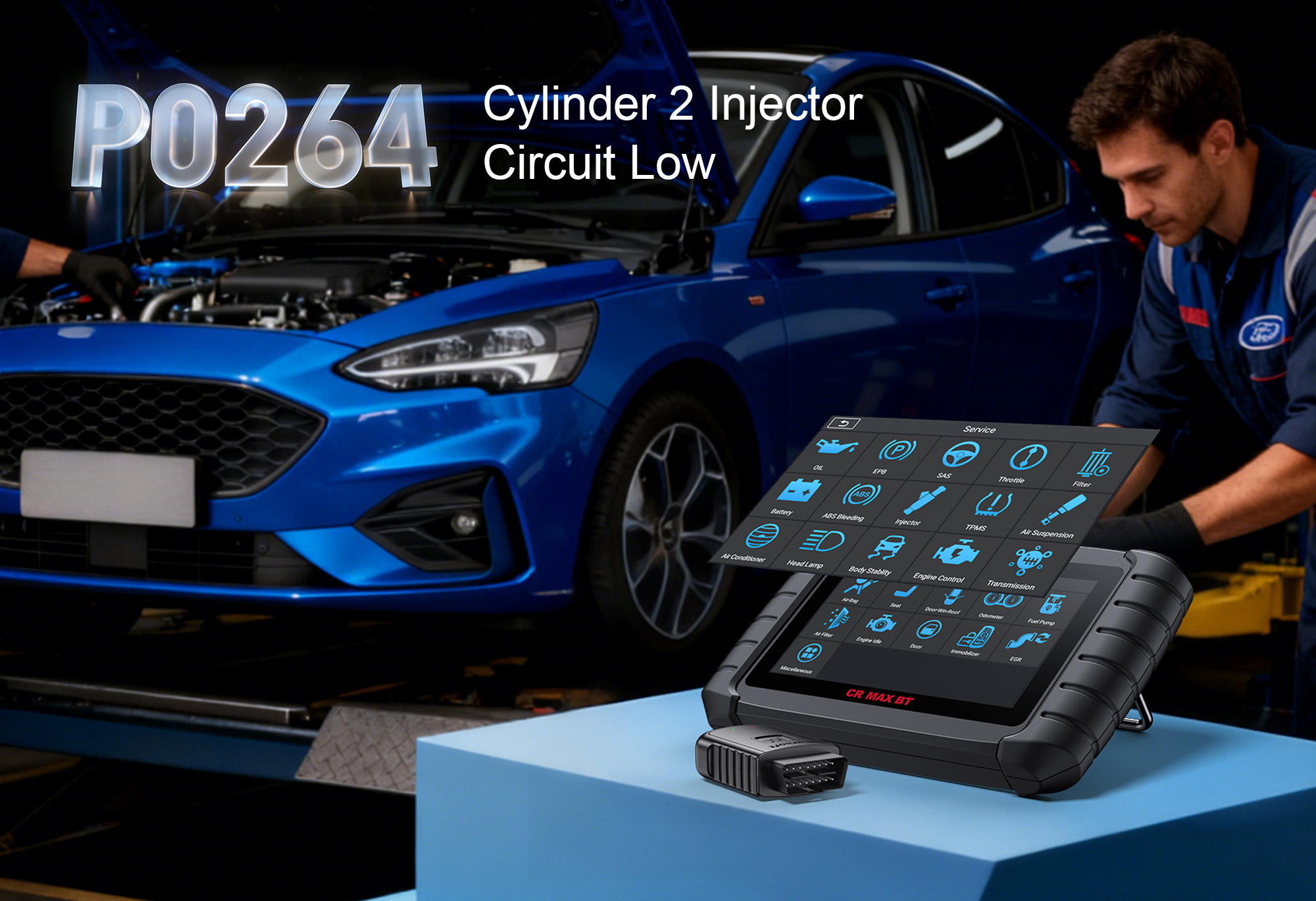 iCarsoft CR MAX BT Diagnosing P0264 Cylinder 1 Injector Circuit Low Input on Vehicle