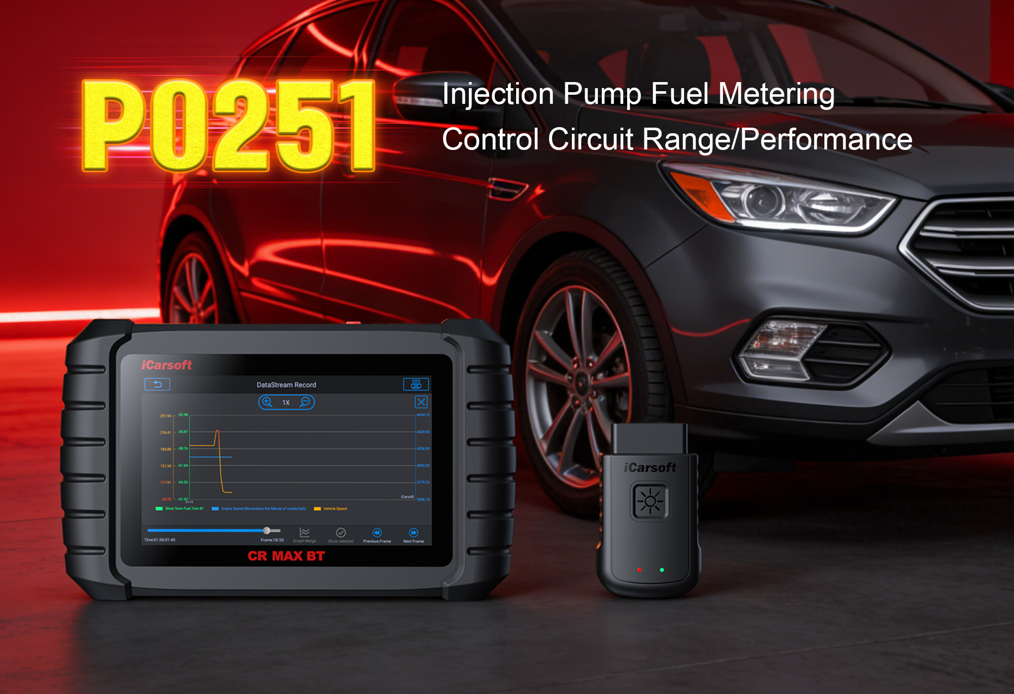 iCarsoft CR MAX BT Testing Fuel Injection Pump Solenoid for P0251 Malfunction Fault