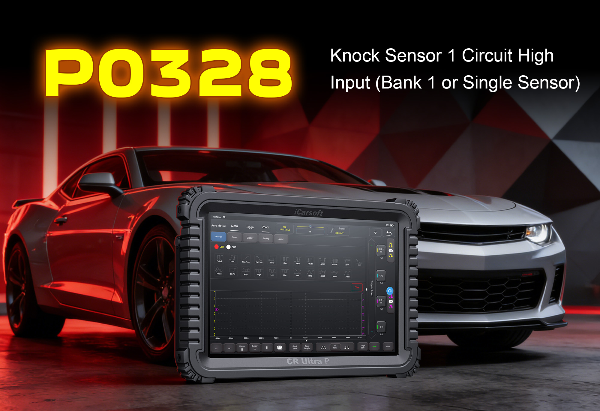 iCarsoft CR Ultra P Testing Knock Sensor for P0328 High Input Fault