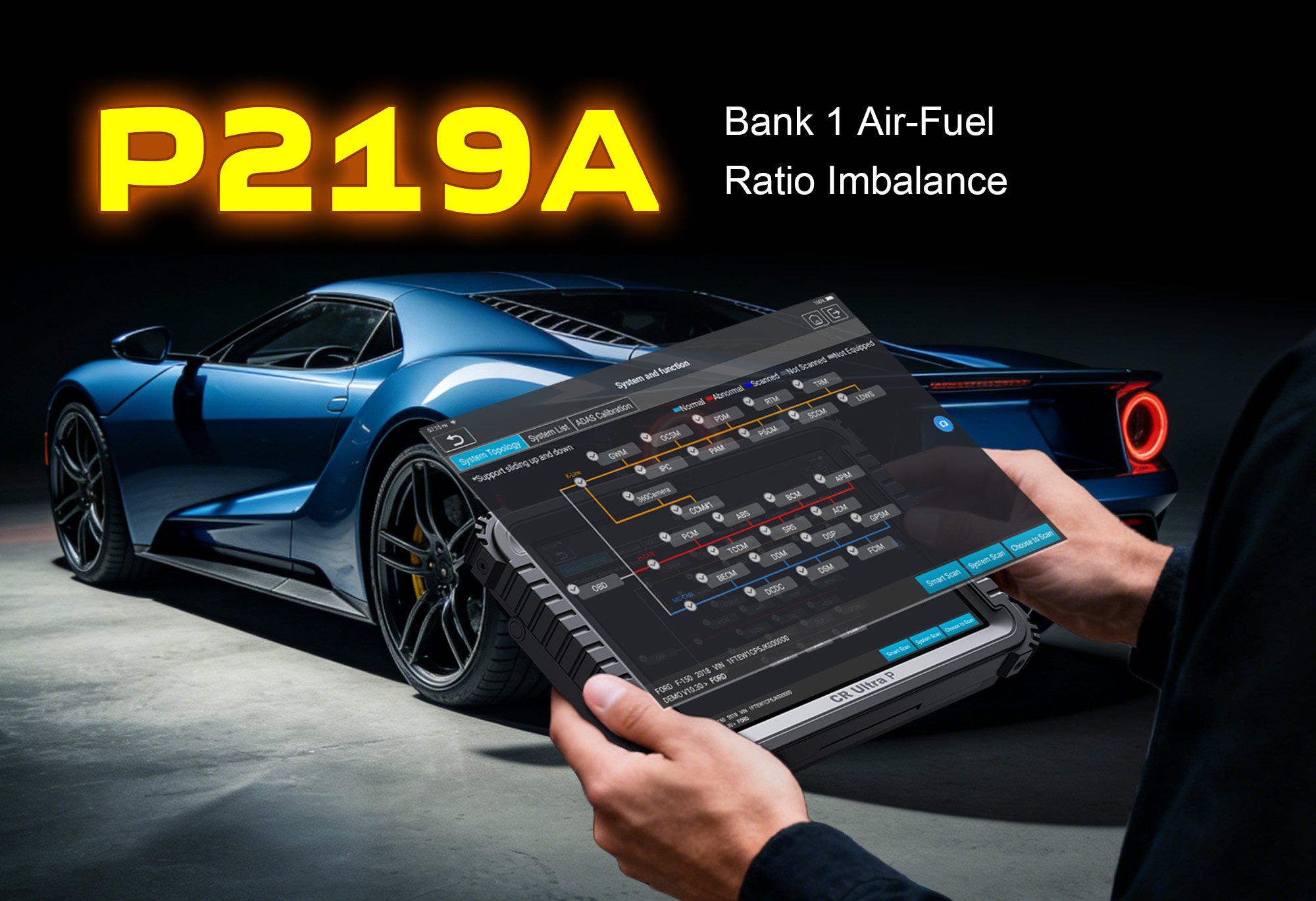 iCarsoft CR Ultra P Testing Air-Fuel Ratio for P219A Bank 1 Imbalance Fault