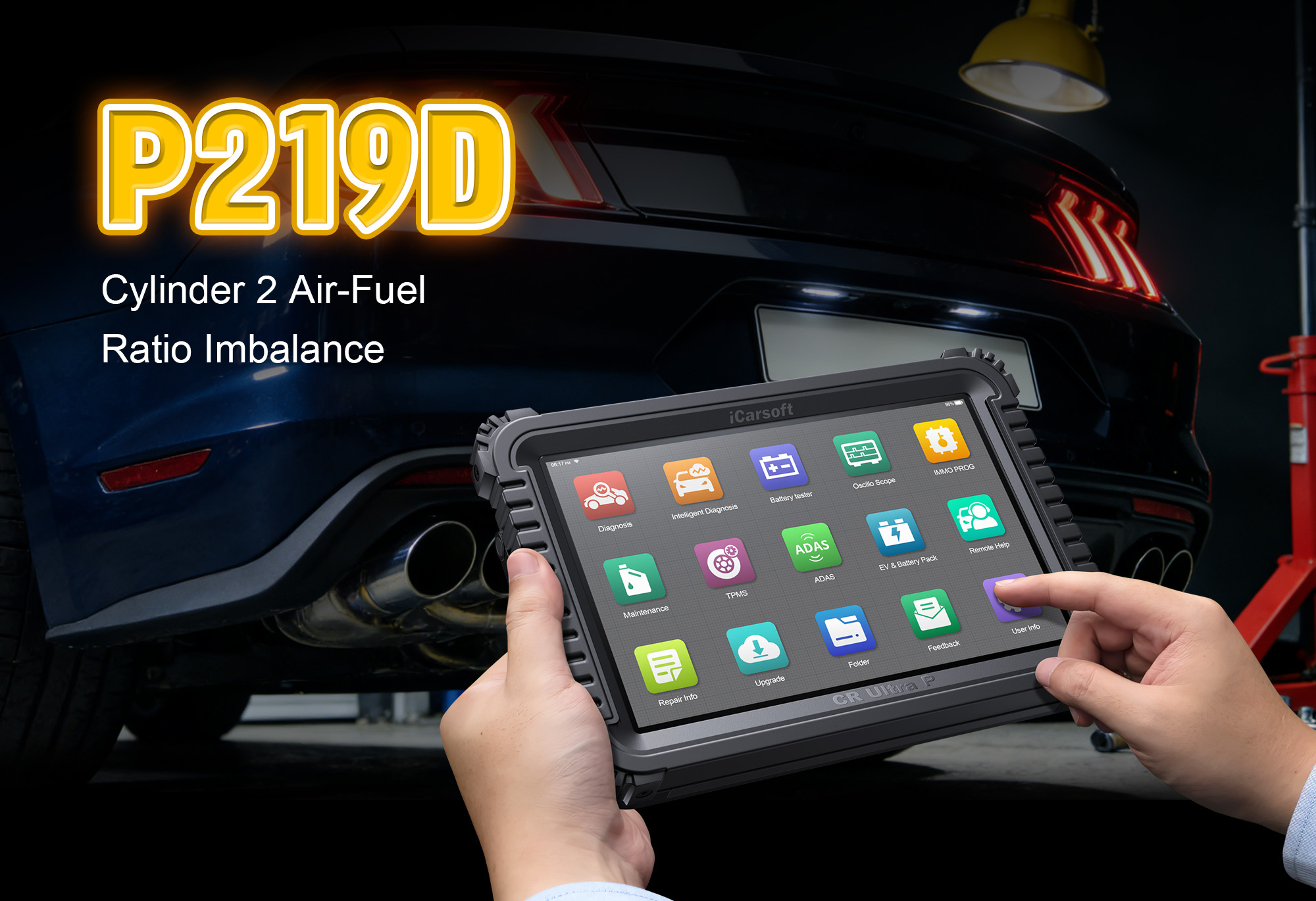 iCarsoft CR Ultra P Testing Cylinder 2 for P219D Air-Fuel Imbalance Fault