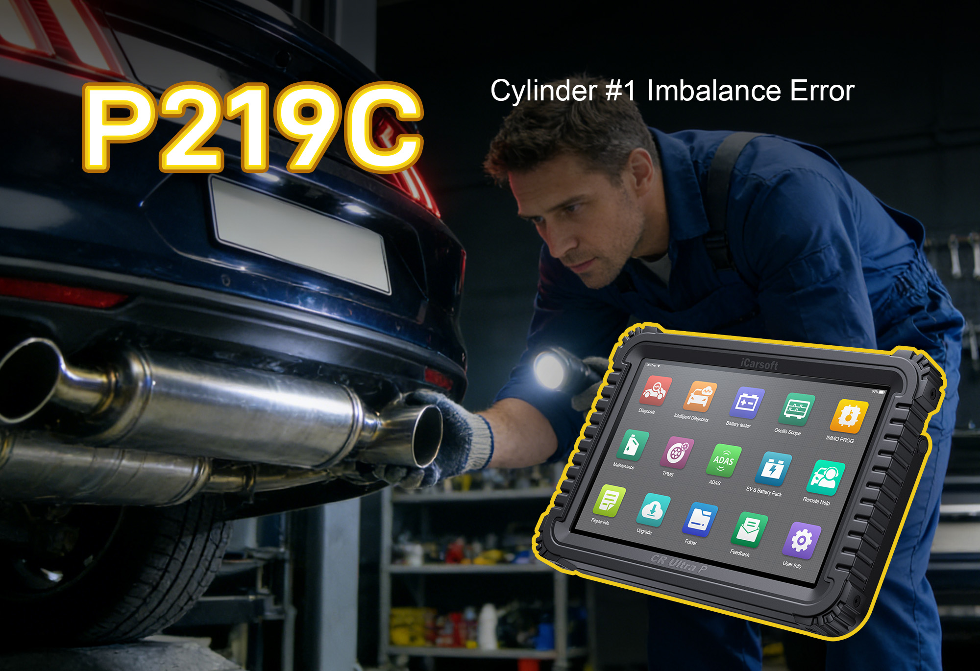 iCarsoft CR Ultra P Testing Cylinder 1 for P219C Air-Fuel Imbalance Fault