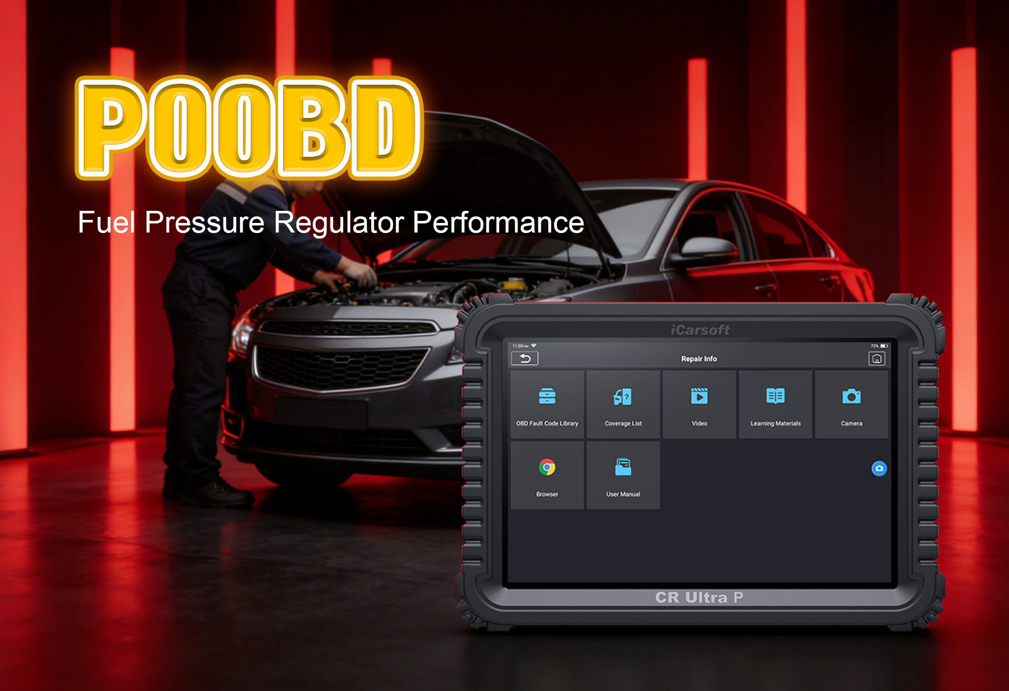 iCarsoft CR Ultra P Testing MAF Sensor for P00BD Air Flow Too High Fault in Air Intake System