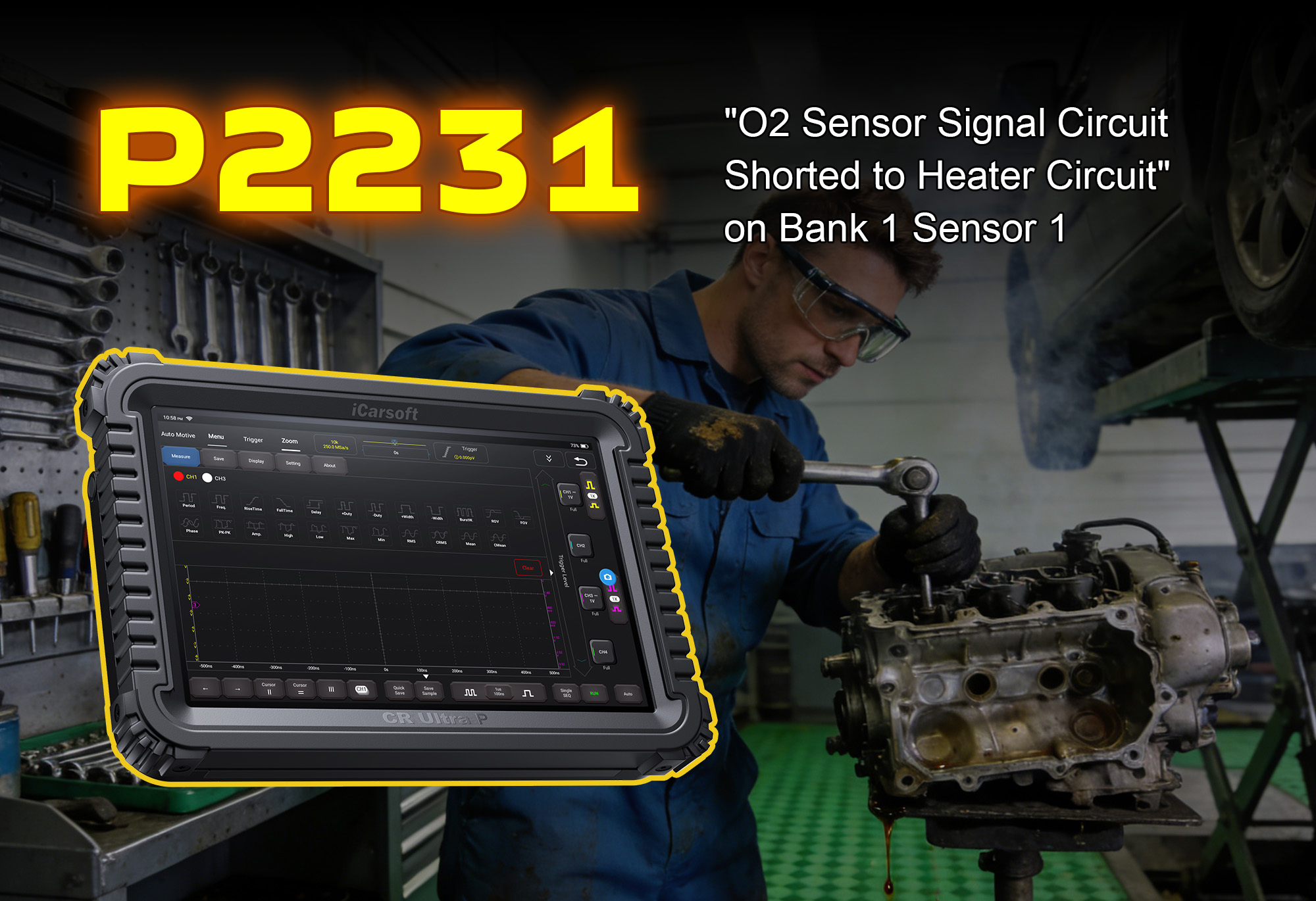 iCarsoft CR Ultra P Testing O2 Sensor for P2231 Low Voltage Fault (Bank 1 Sensor 1)