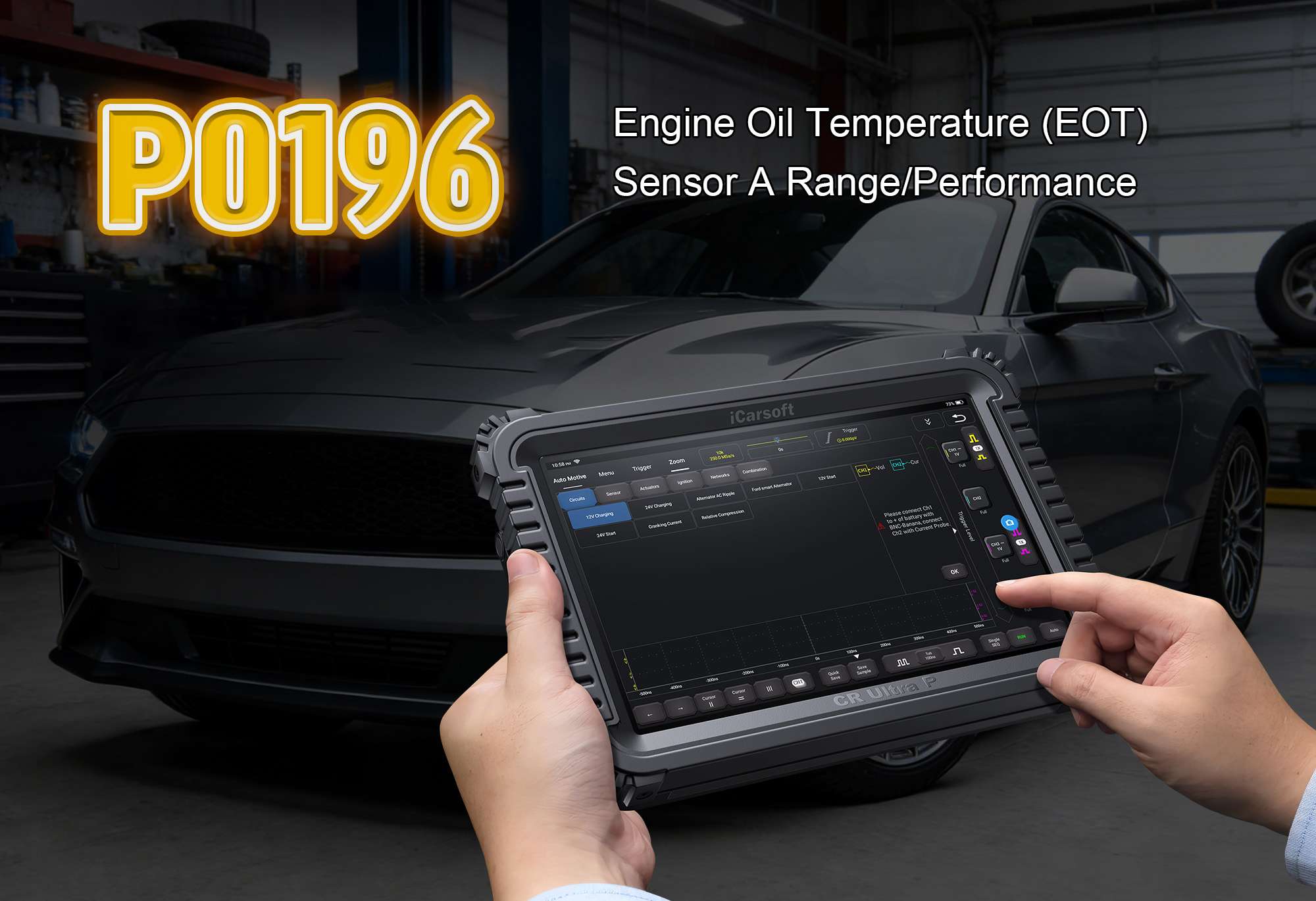 iCarsoft CR Ultra P Testing EOT Sensor for P0196 Circuit Range/Performance Fault