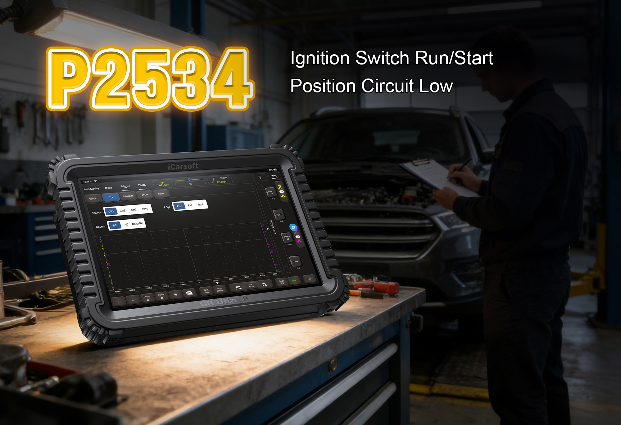 iCarsoft CR Ultra P Testing Ignition Switch Circuit for P2534 Low Voltage Fault