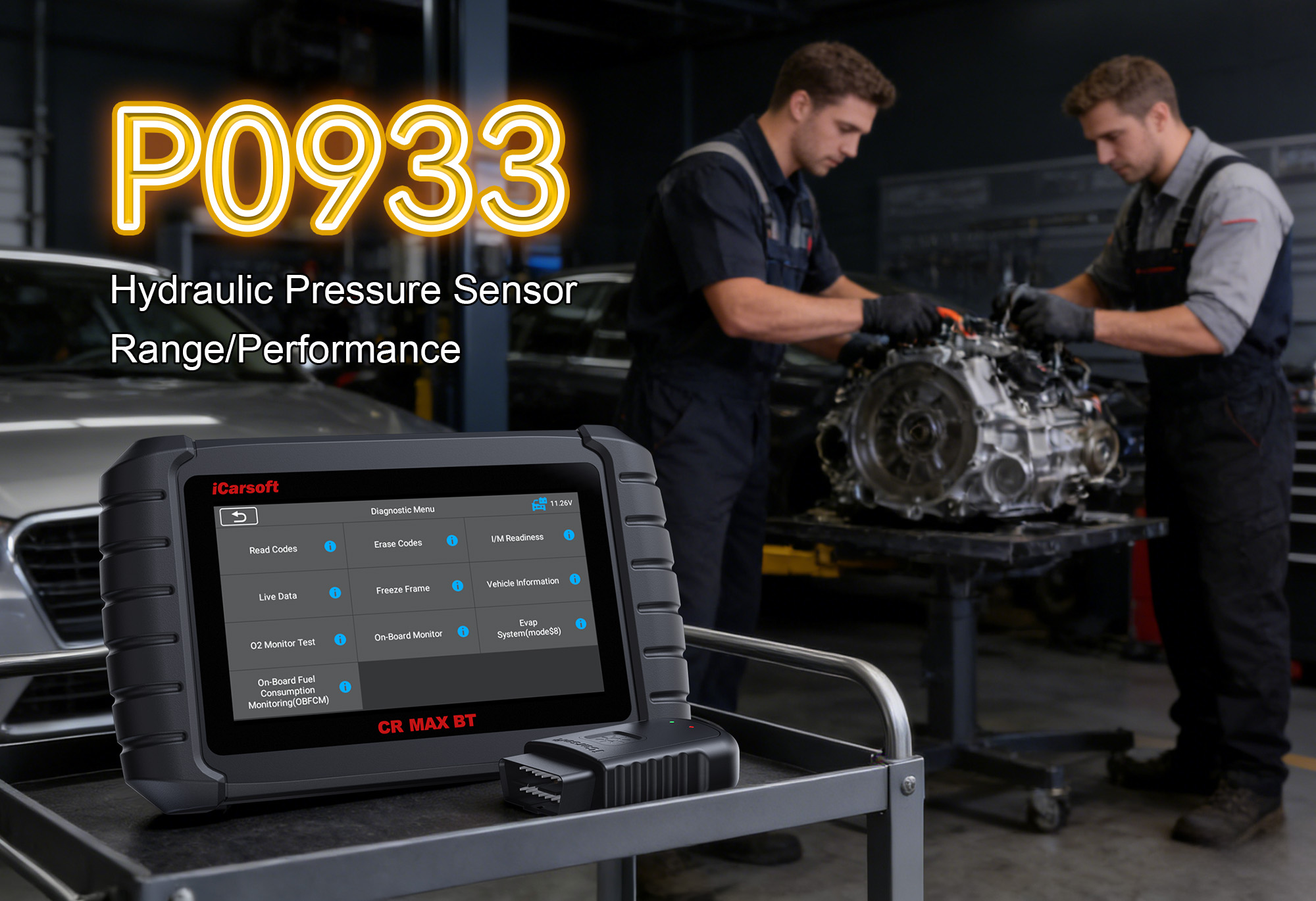 iCarsoft CR MAX BT Testing Transmission Hydraulic Pressure for P0933 Sensor Fault