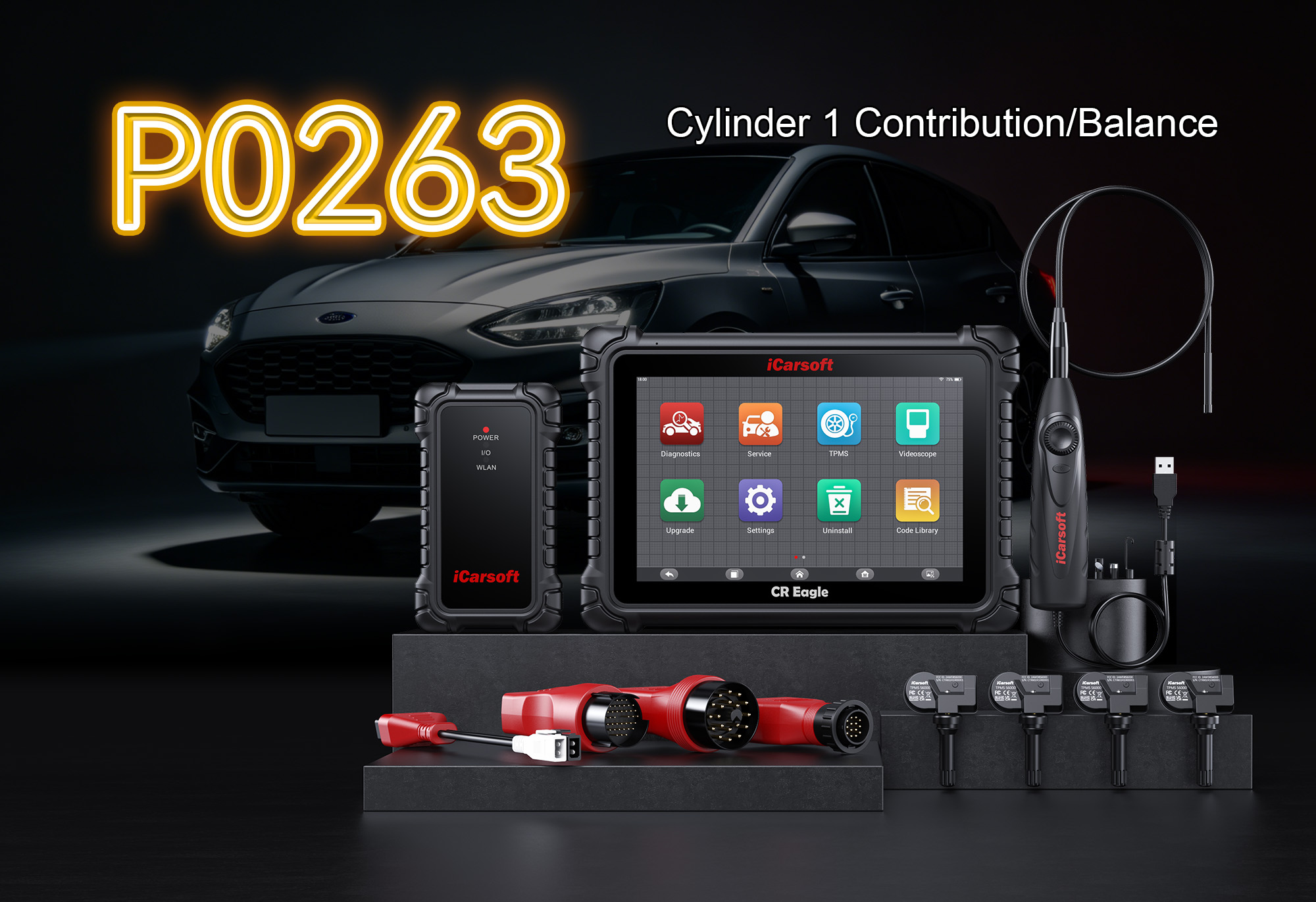 iCarsoft CR Eagle Diagnosing Cylinder 1 Contribution/Balance Fault (P0263) - Real-Time Combustion Data & Ignition Testing