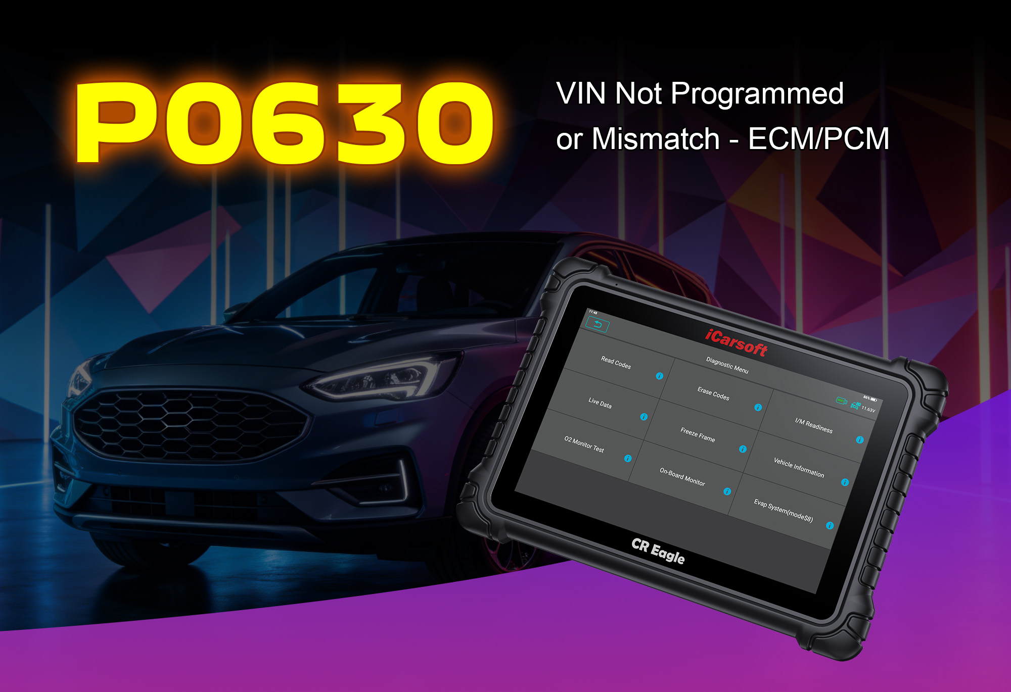 iCarsoft CR Eagle Programming VIN into ECM/PCM to Fix P0630 Fault Code - VIN Read/Write & Module Synchronization
