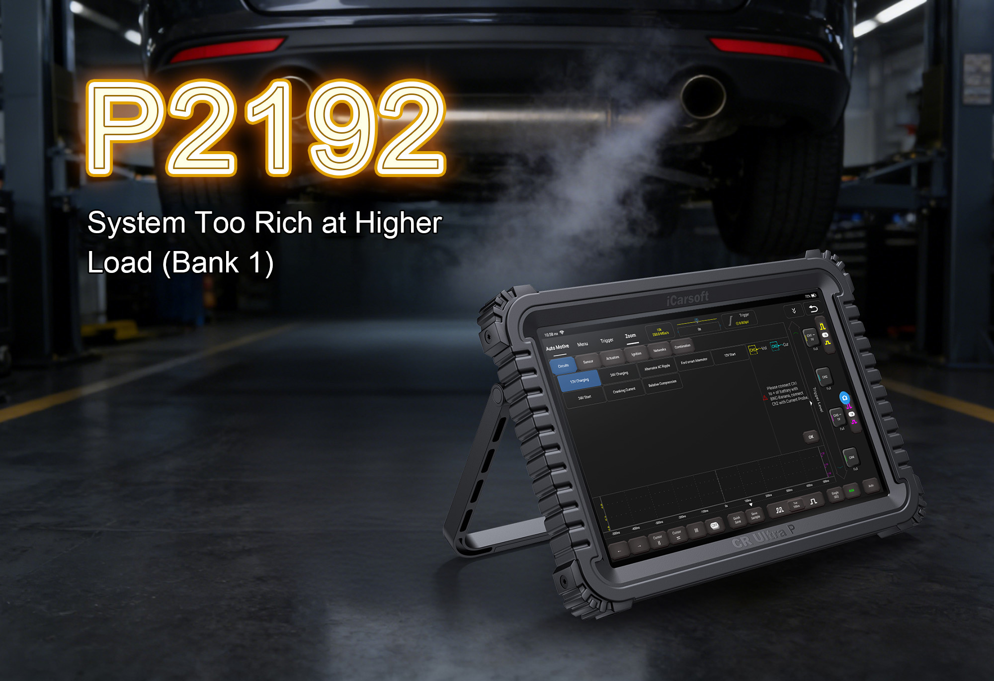 iCarsoft CR Ultra P Diagnosing P2192 Fault Code - Fuel-Air Mixture Testing & O2 Sensor Data Monitoring