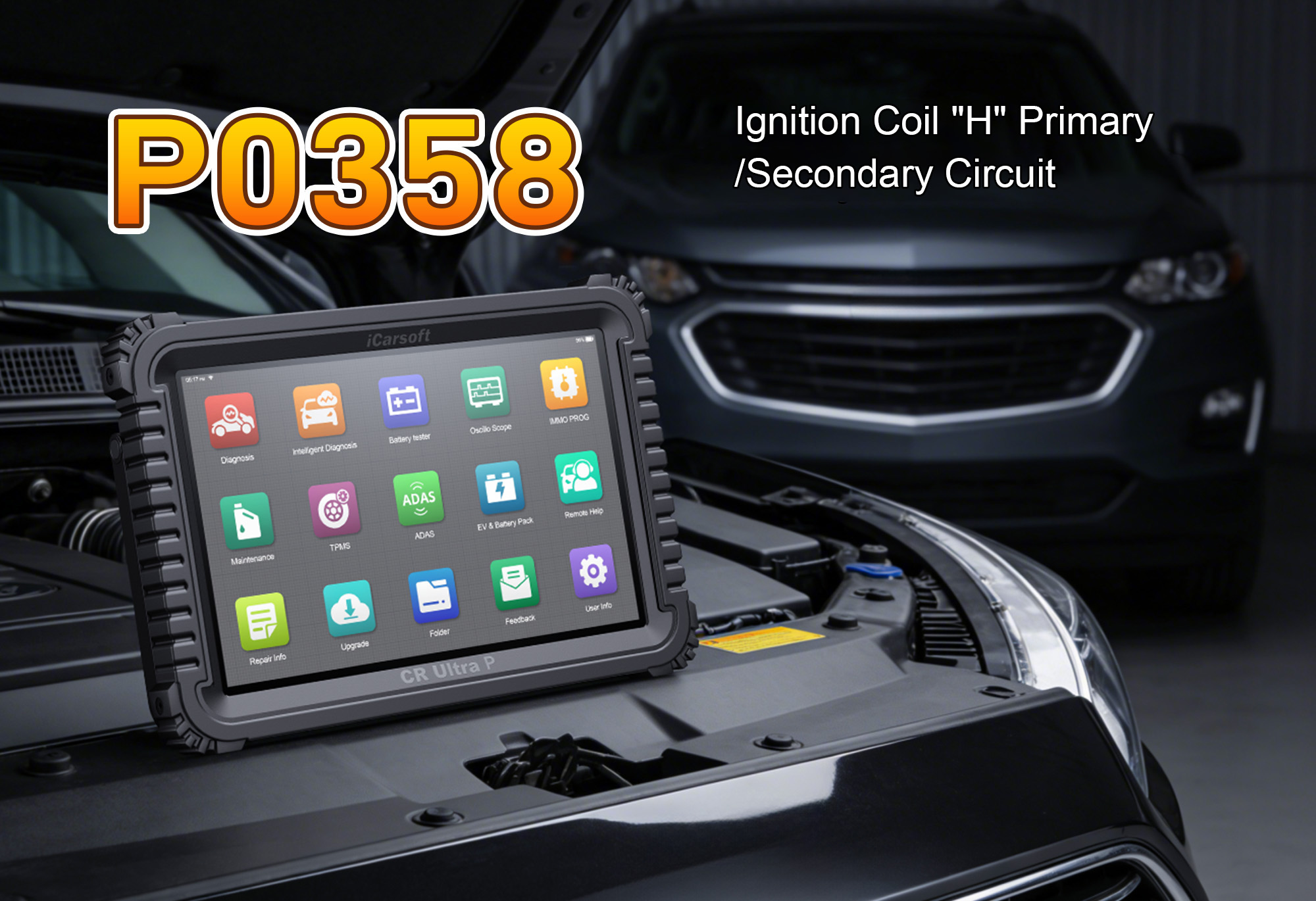 iCarsoft CR Ultra P Diagnosing P0358 Fault Code - Ignition Coil H Voltage Testing & ECM Signal Monitoring