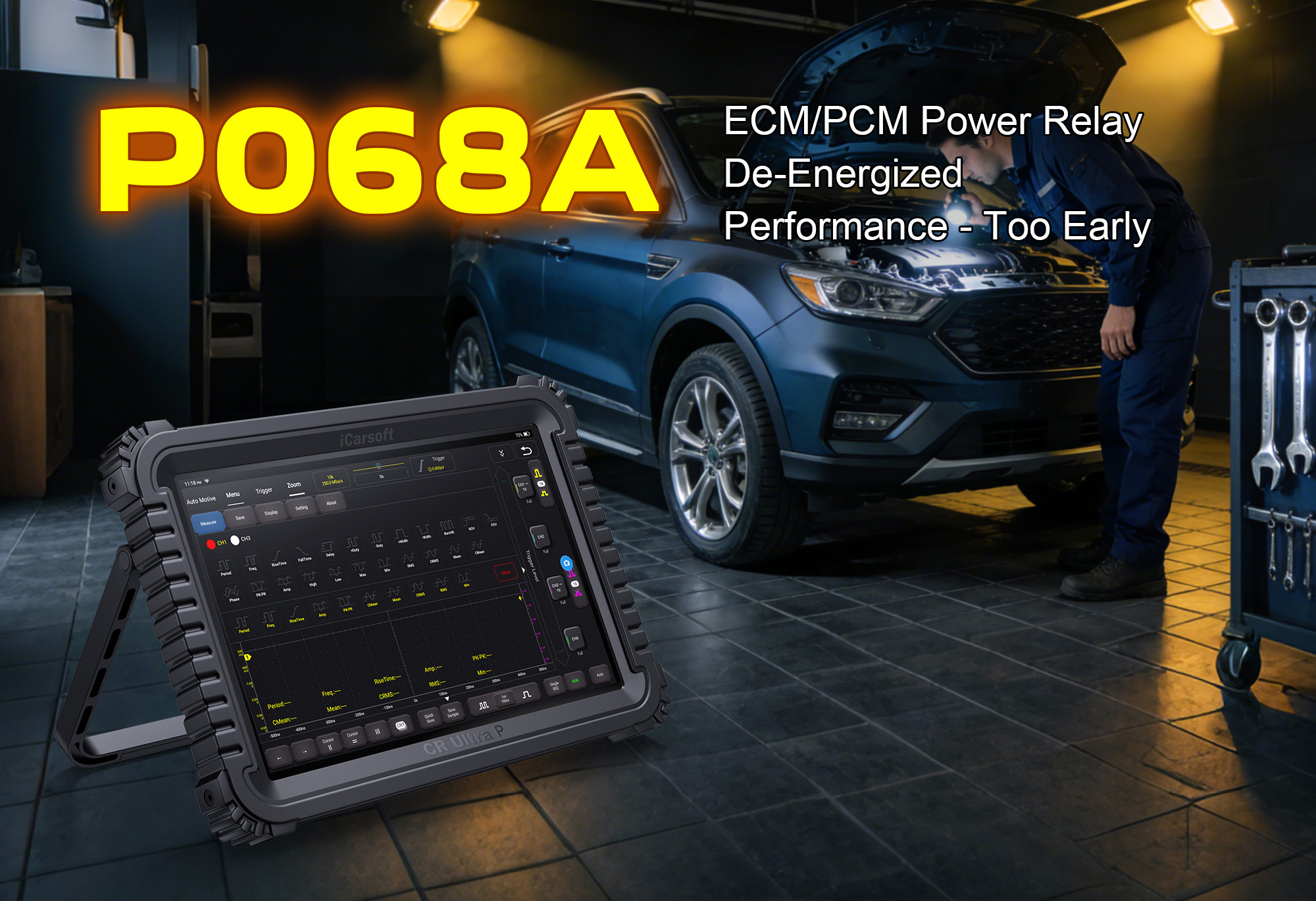 iCarsoft CR Ultra P Diagnosing P068A Fault Code - PCM/ECM Power Relay De-Energizing Too Early