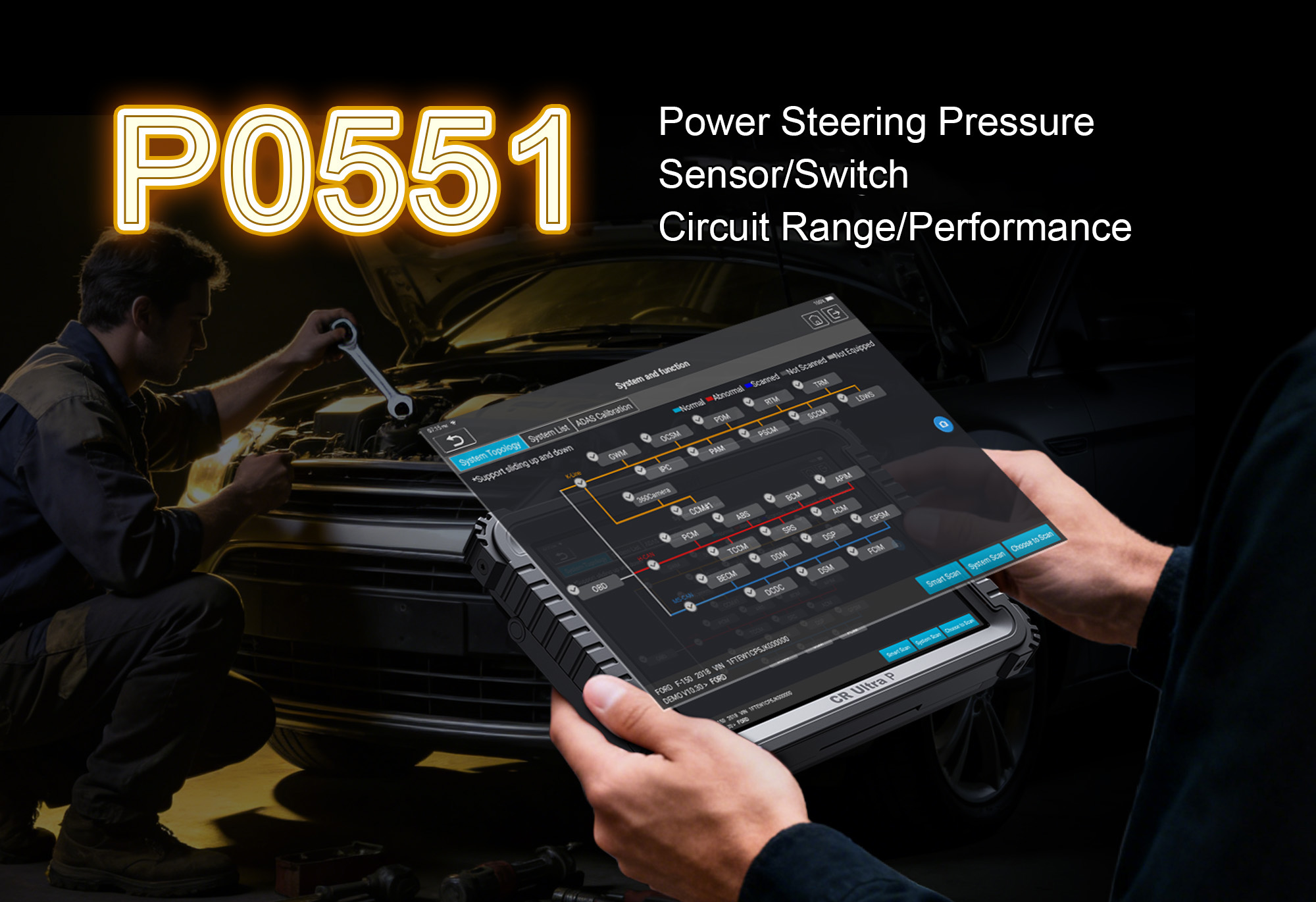 iCarsoft CR Ultra P Diagnosing P0551 Fault Code - Power Steering Pressure Sensor Circuit Range/Performance