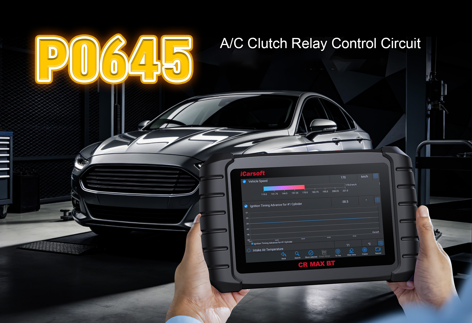 iCarsoft CR MAX BT Diagnosing P0645 Fault Code - A/C Clutch Relay Control Circuit Fault