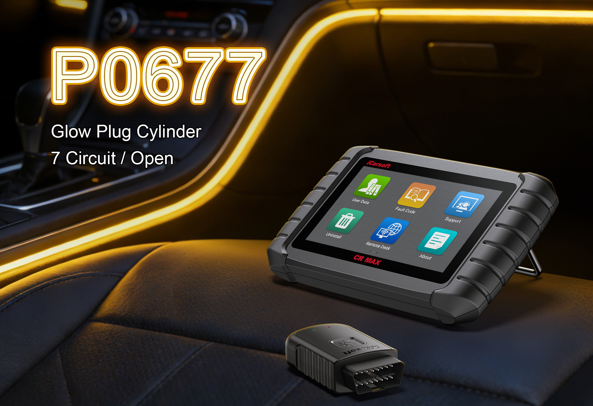 iCarsoft CR MAX BT Diagnosing P0677 Fault Code - Cylinder 7 Glow Plug Circuit Fault