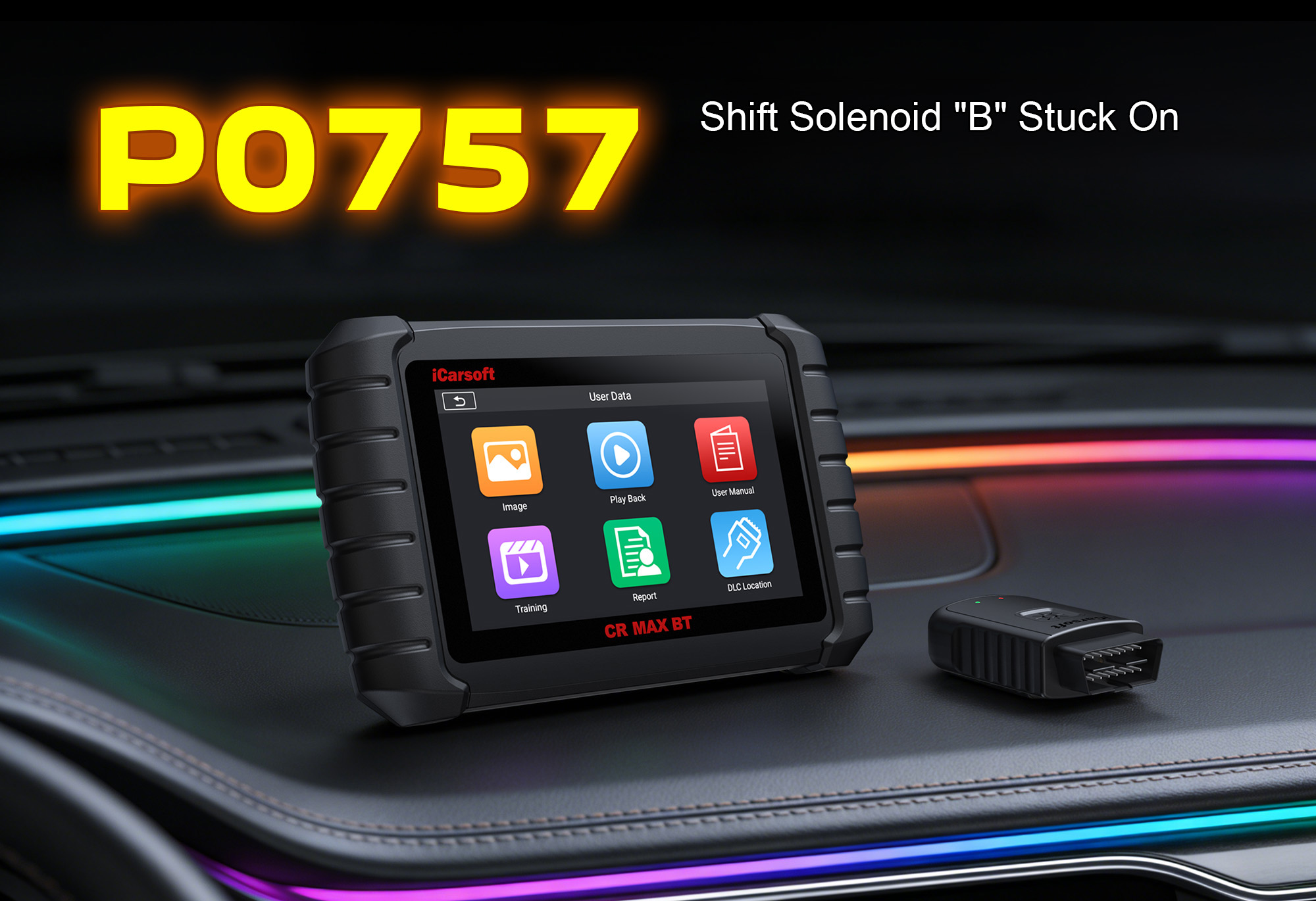 iCarsoft CR MAX BT Diagnosing P0757 Fault Code - Shift Solenoid B Stuck On