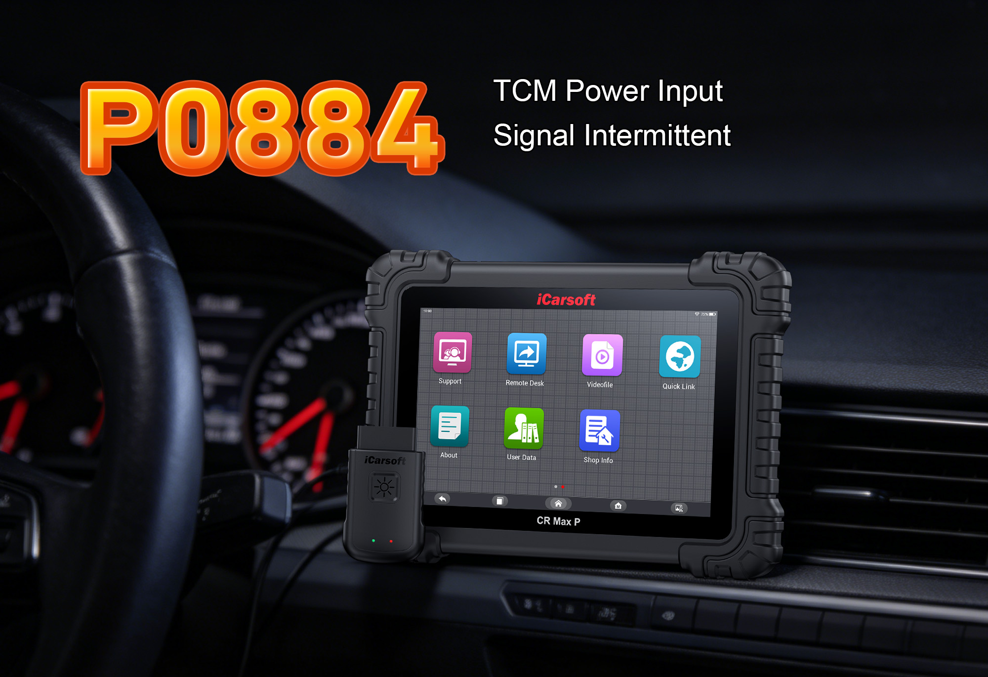 iCarsoft CR Max P Diagnosing P0884 TCM Power Input Signal Intermittent Fault