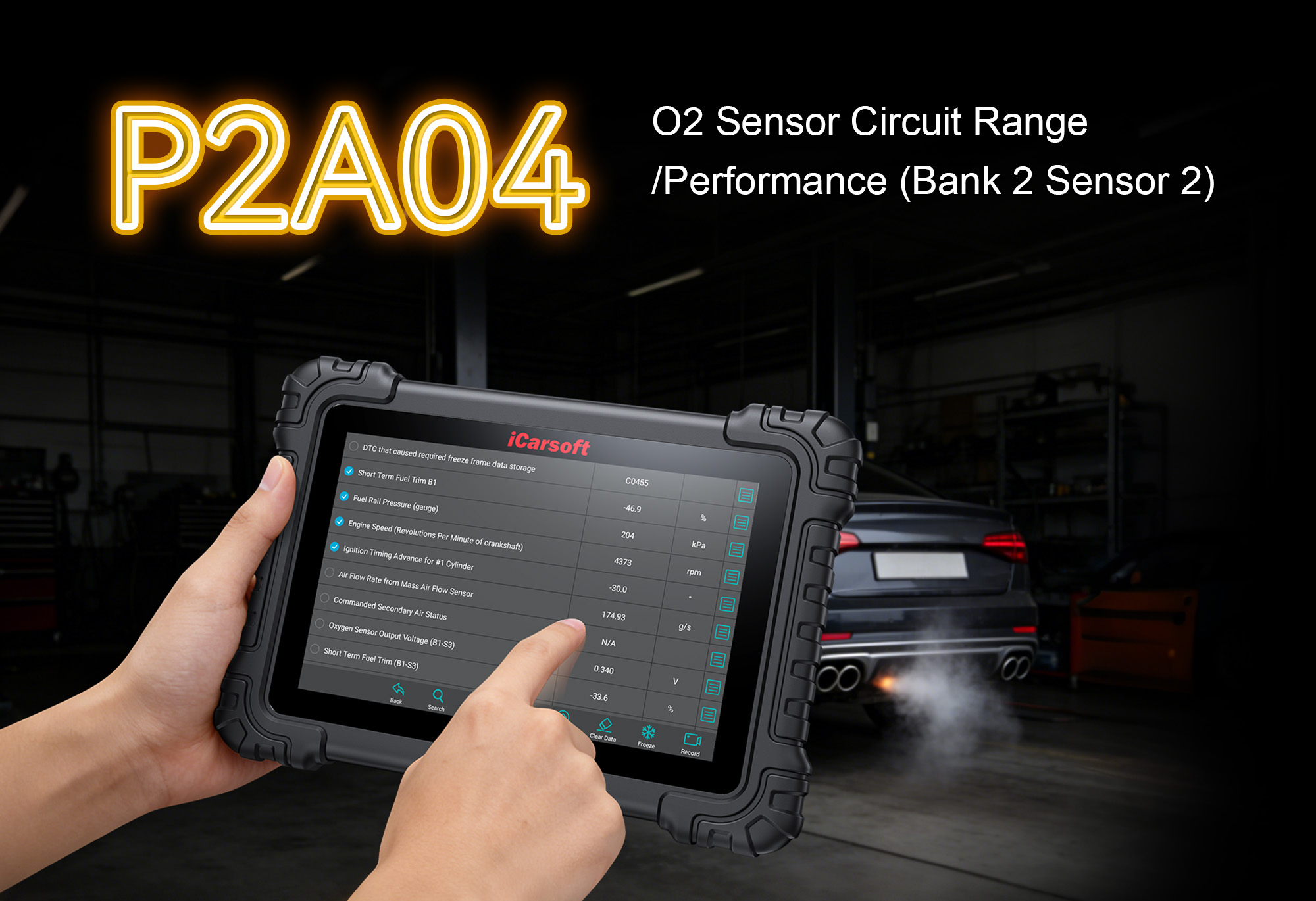 iCarsoft CR Max P Diagnosing P2A04 O2 Sensor Fault