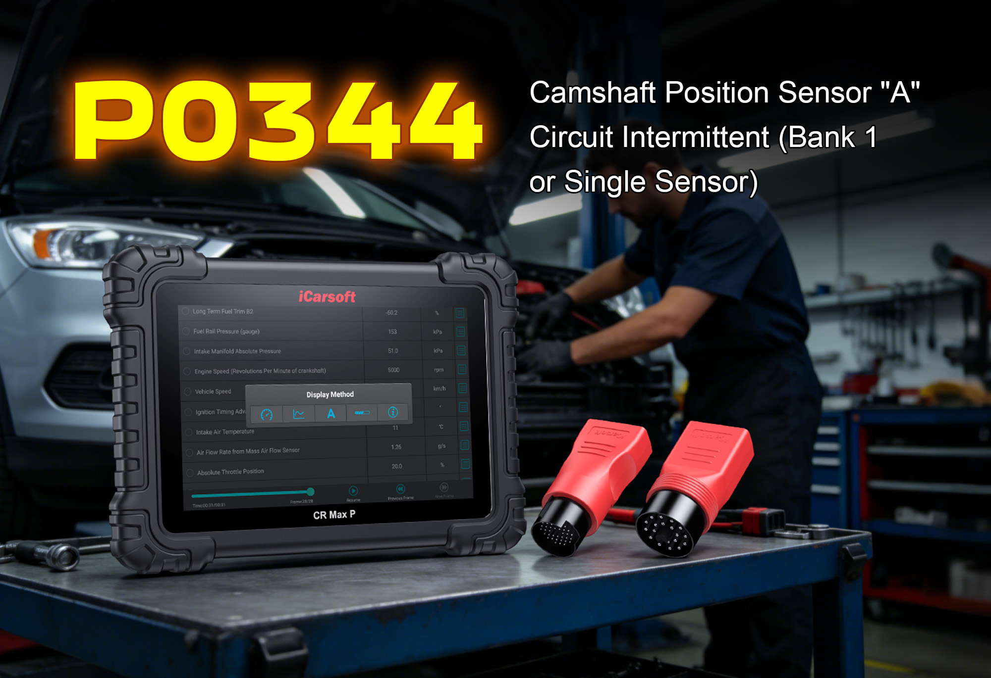 iCarsoft CR Max P Diagnosing P0344 Camshaft Position Sensor Fault