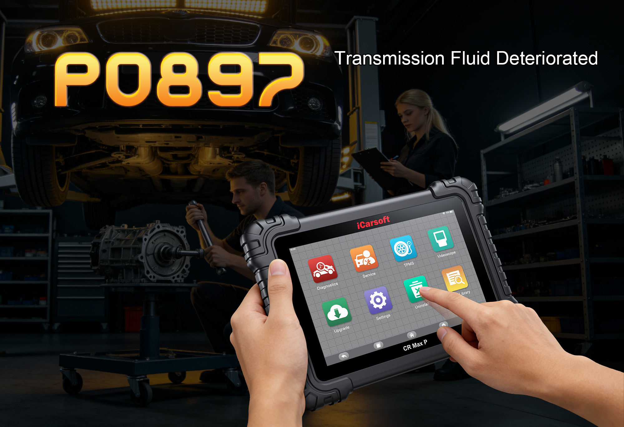 iCarsoft CR Max P Diagnosing P0897 Transmission Fluid Deteriorated