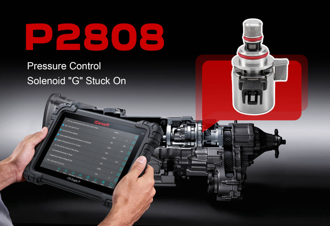 iCarsoft CR Max P Diagnosing P2808 Pressure Control Solenoid G Stuck Off